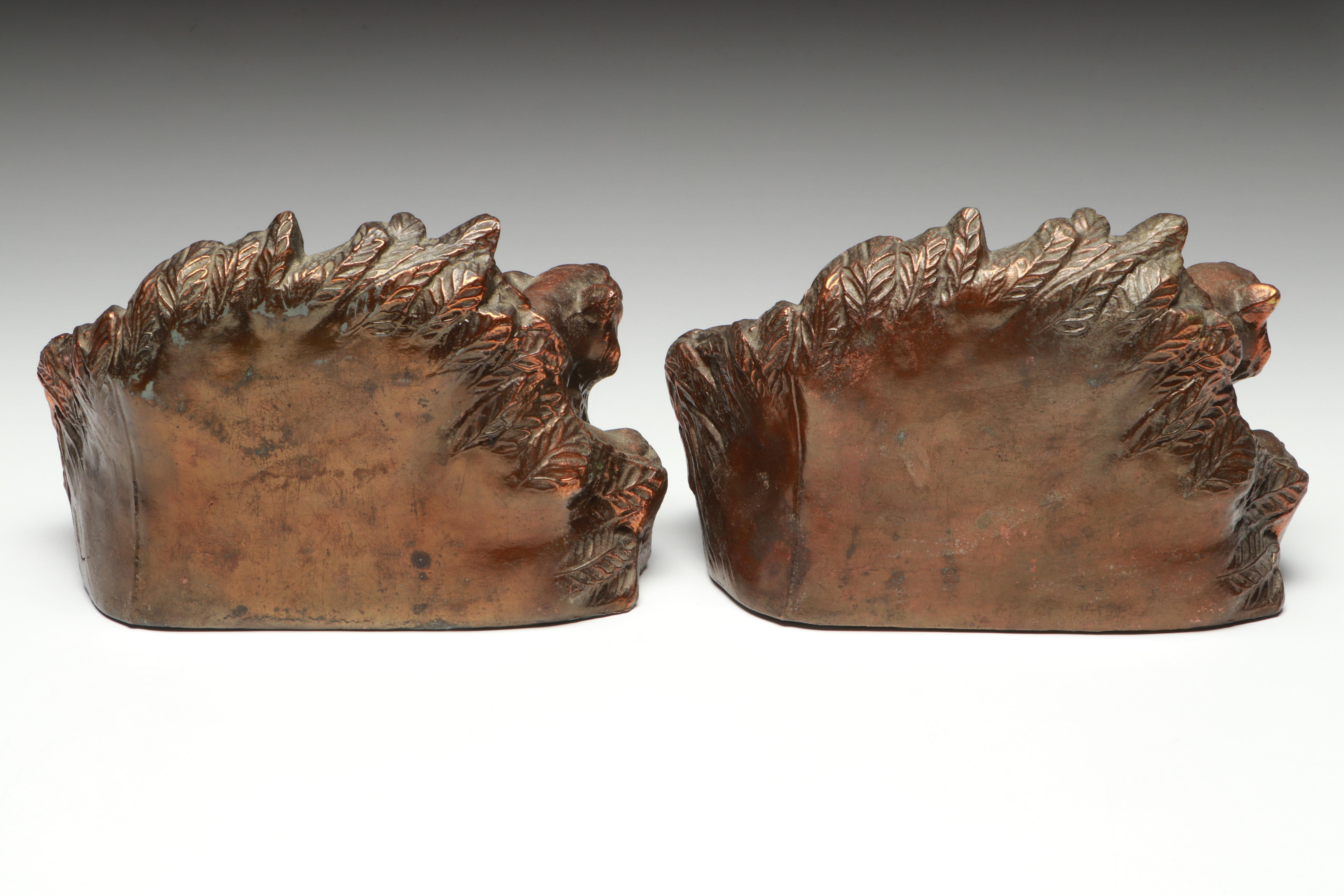 Copper Finish Tiger Bookends