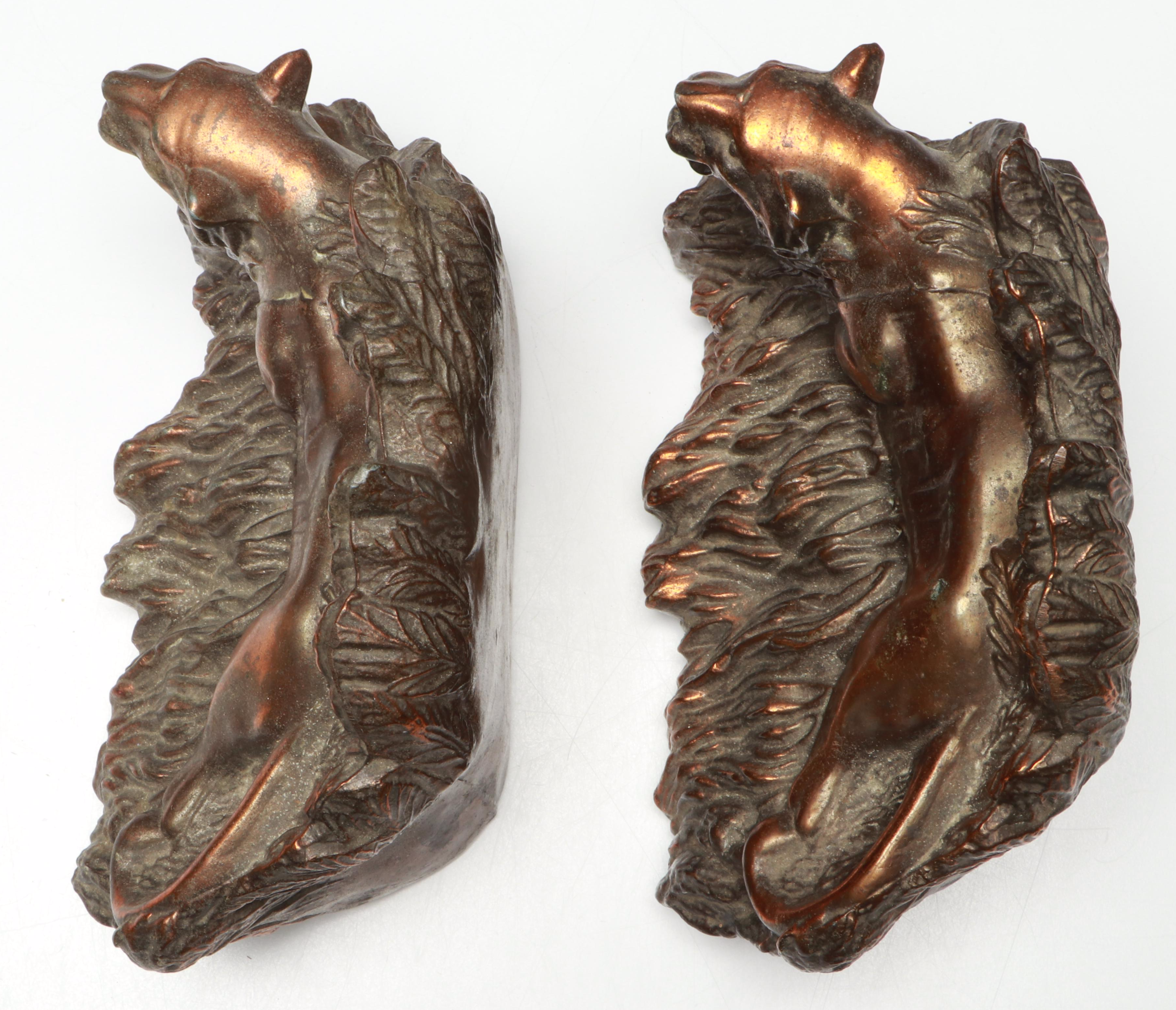 Copper Finish Tiger Bookends