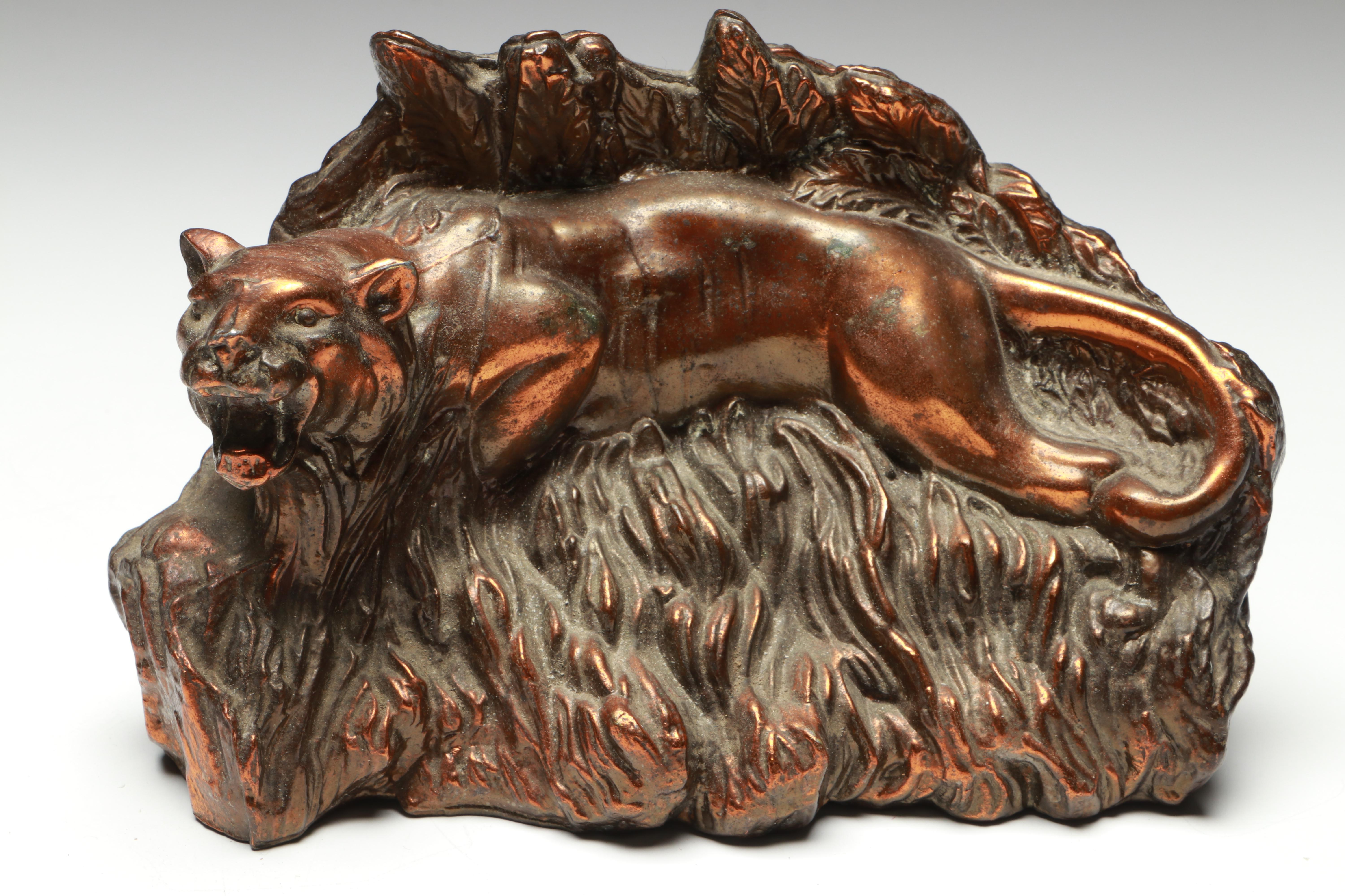 Copper Finish Tiger Bookends