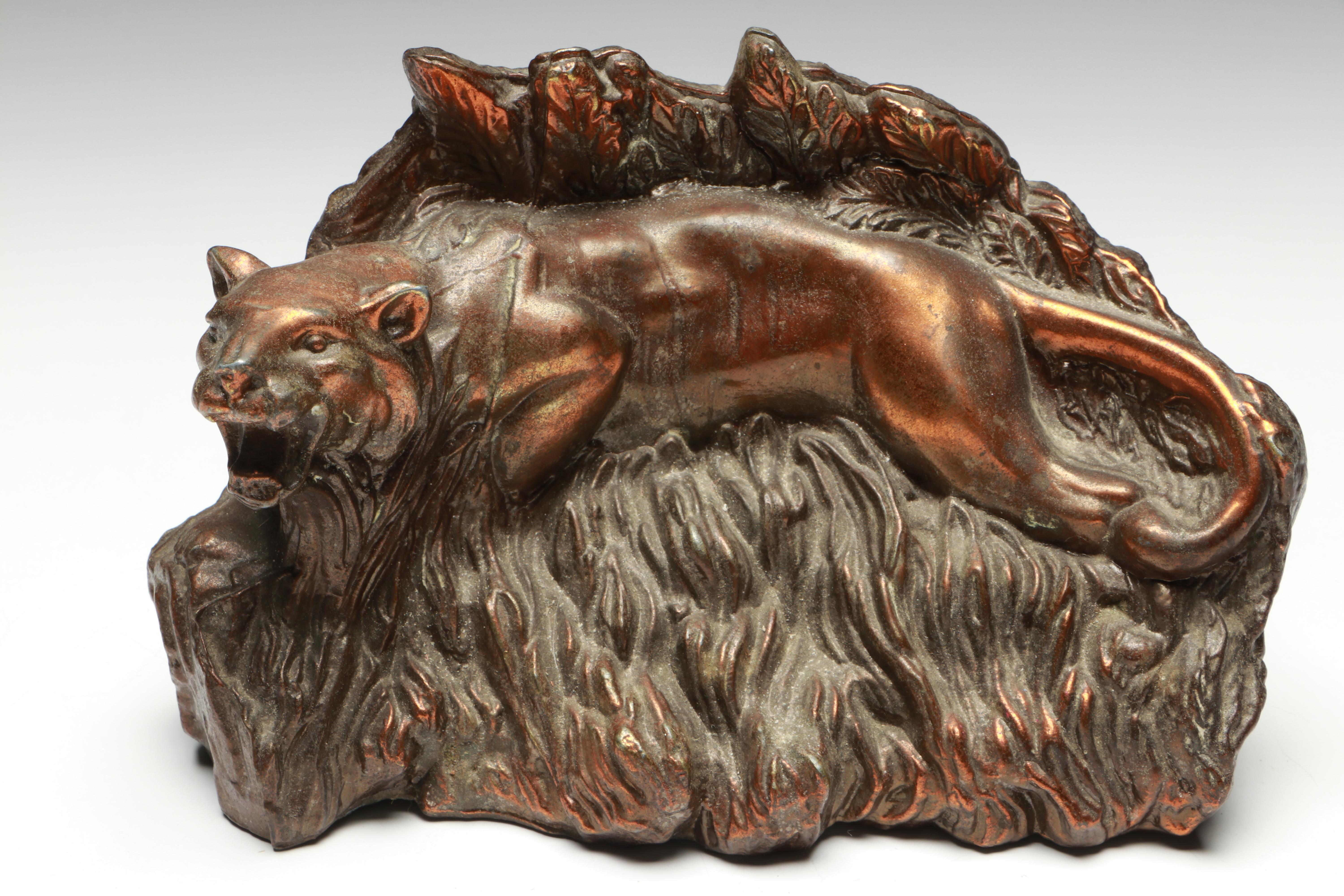 Copper Finish Tiger Bookends