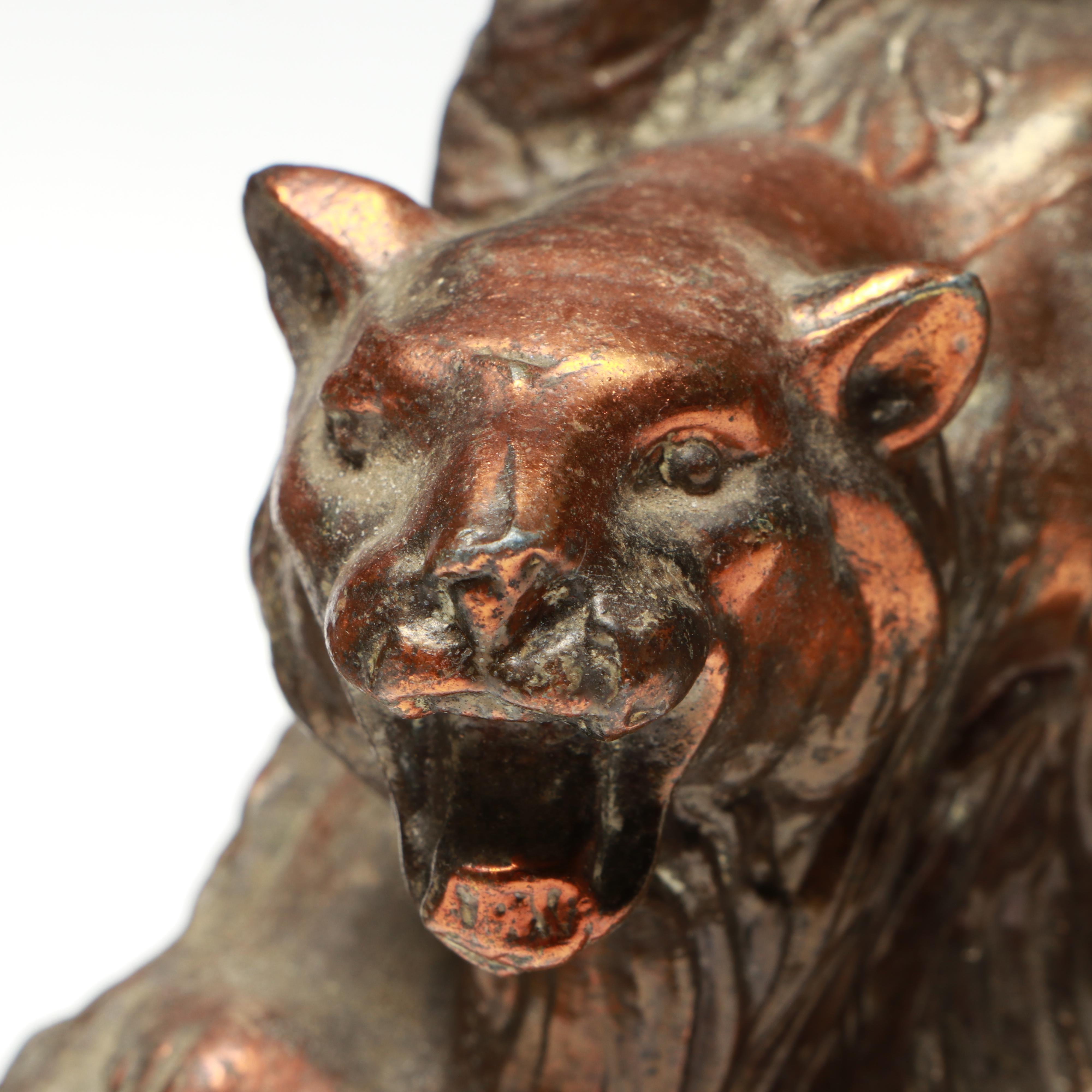 Copper Finish Tiger Bookends
