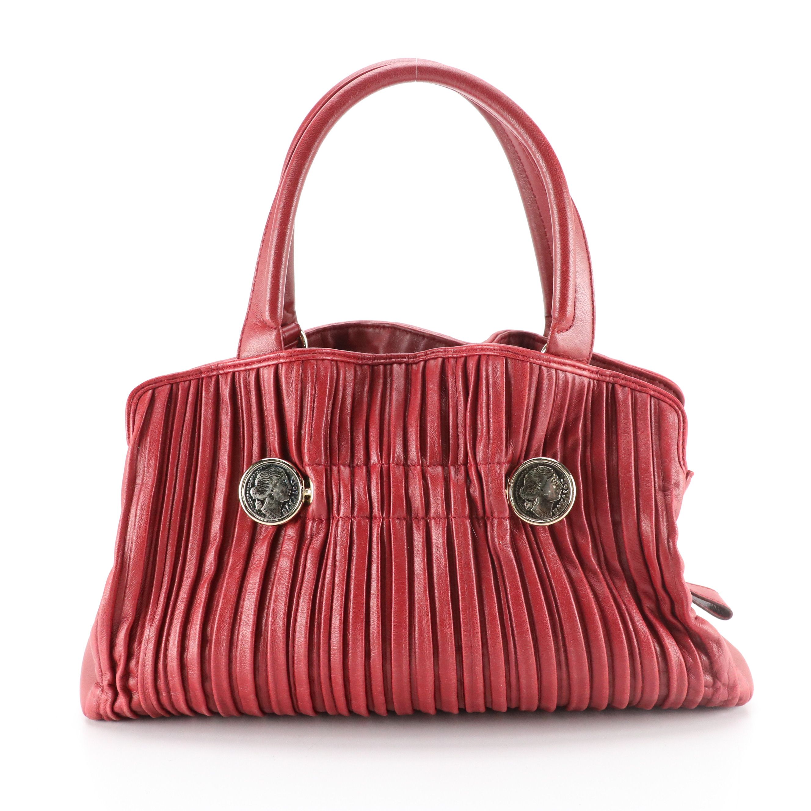 Bvlgari Shoulder Bag in Pleated Red Leather