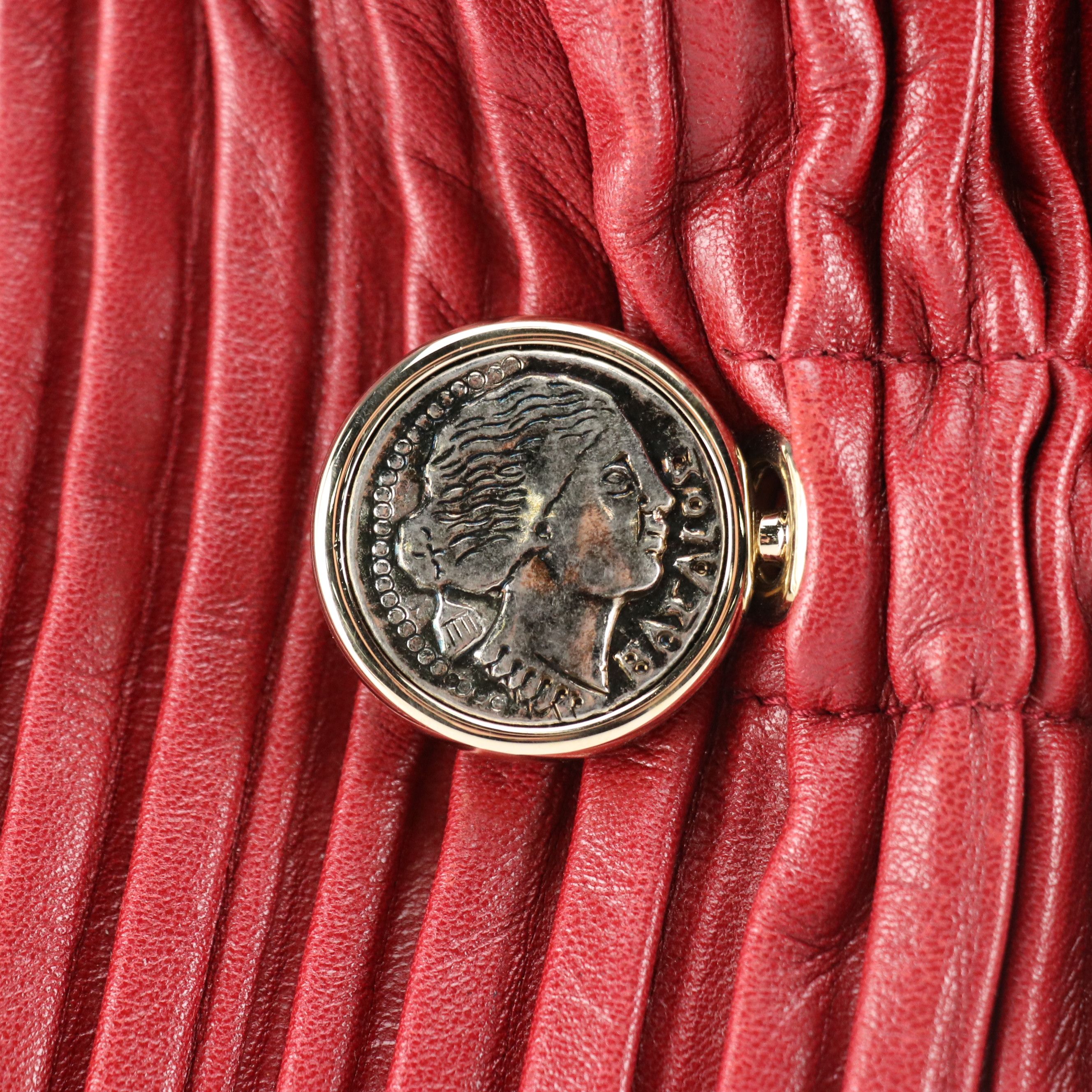 Bvlgari Shoulder Bag in Pleated Red Leather