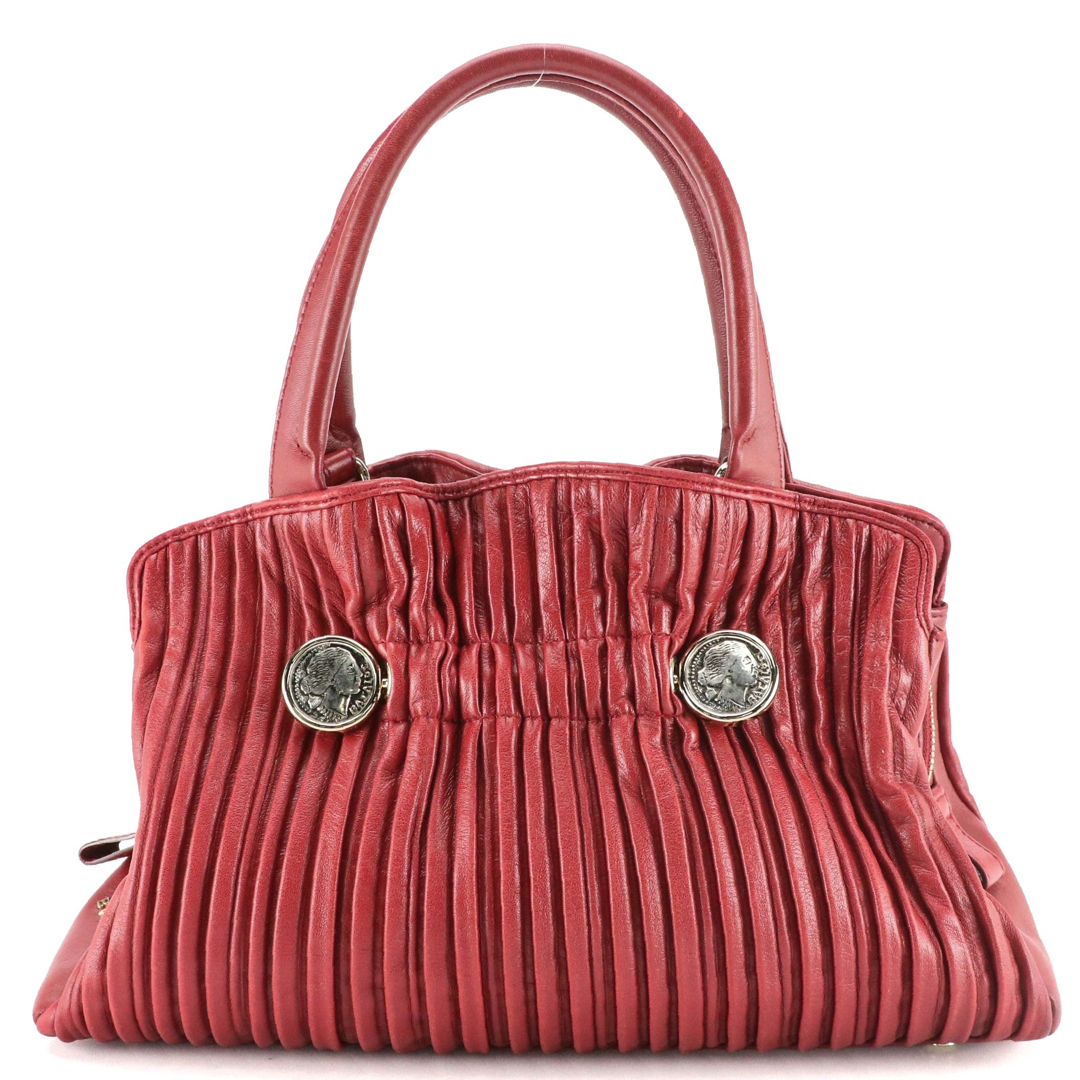 Bvlgari Shoulder Bag in Pleated Red Leather