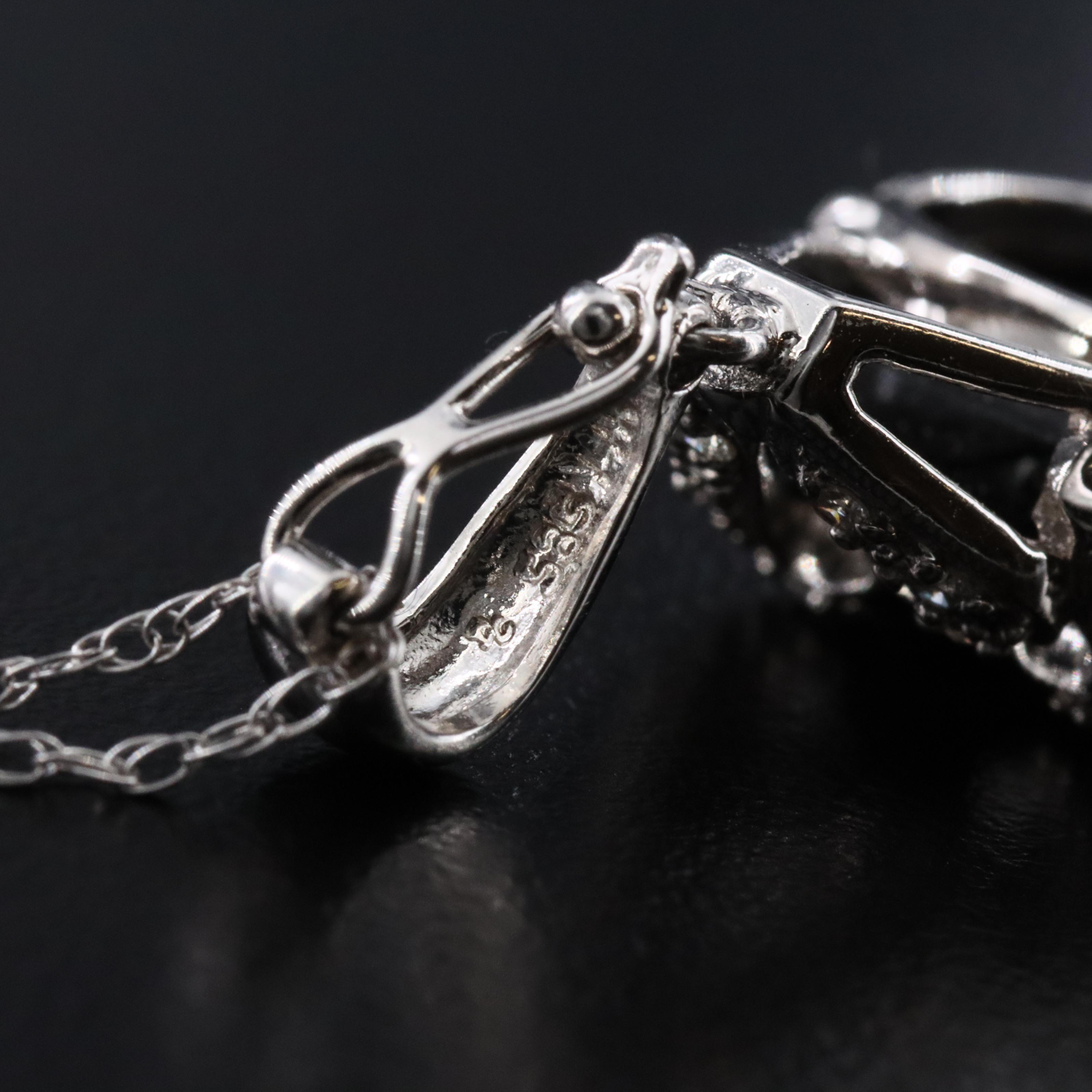 14K Black Onyx and Diamond Enhancer Pendant Necklace