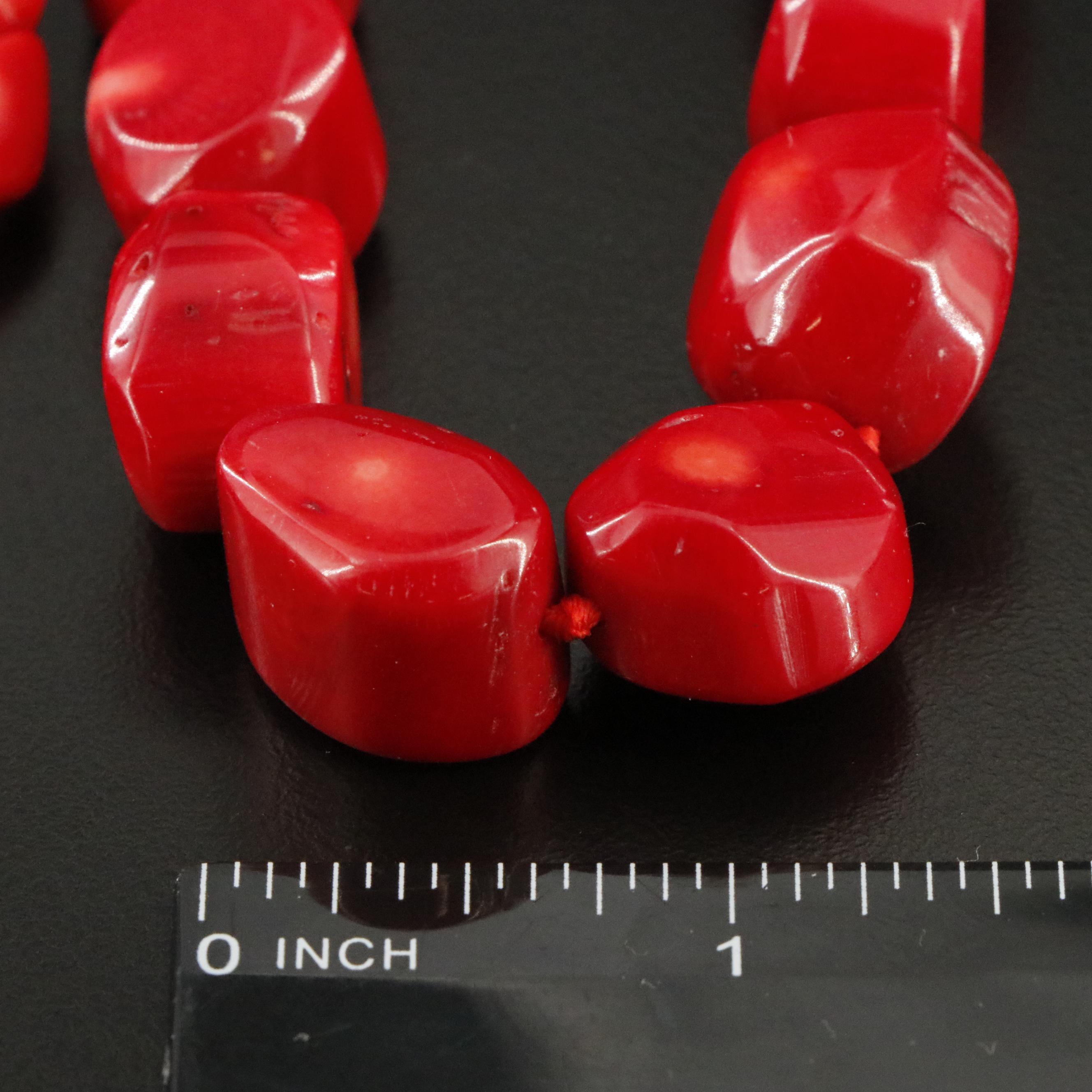 Coral Necklaces with Sterling Clasps, Pendant and Agate