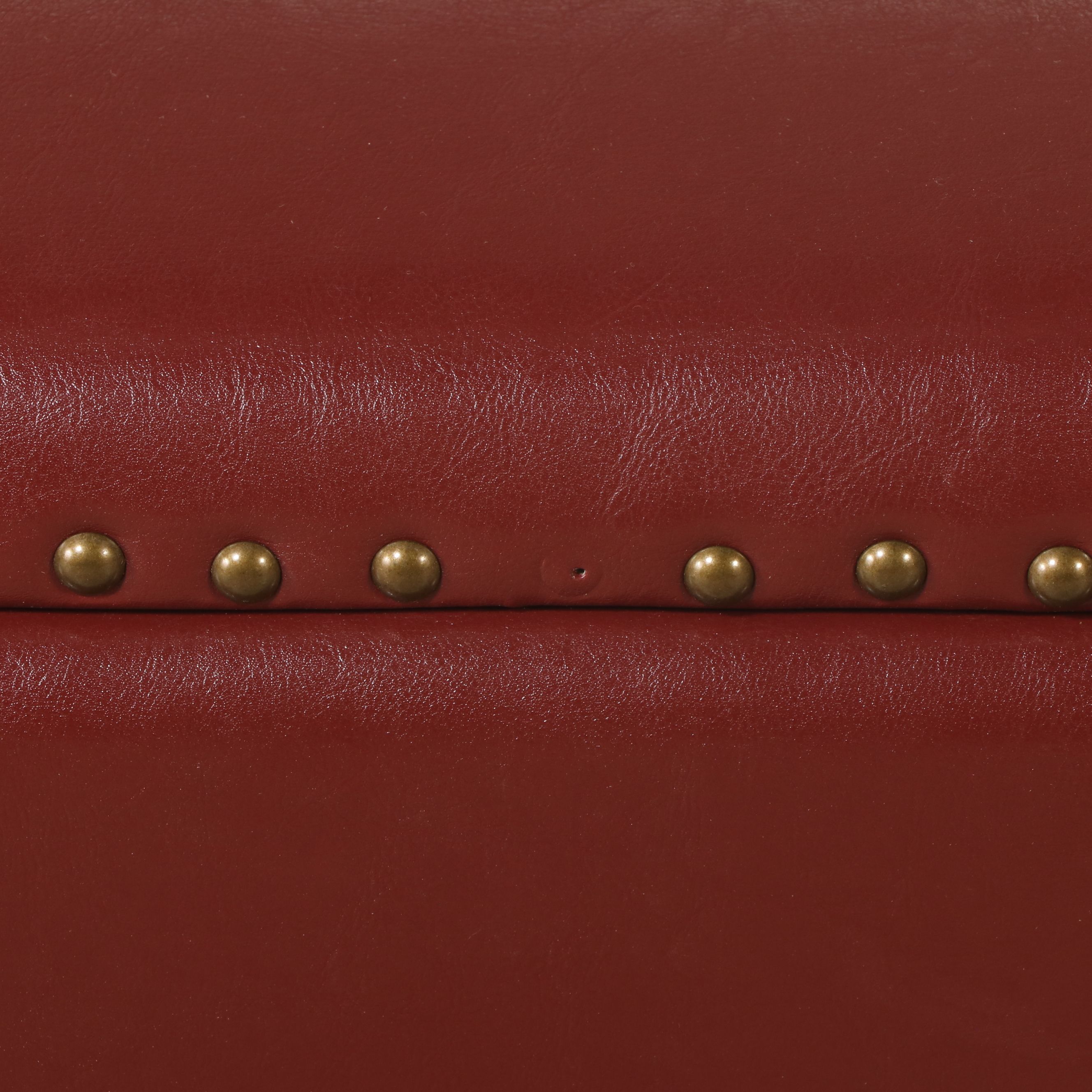 Contemporary Nailhead-Trimmed Faux Leather Ottoman with Storage
