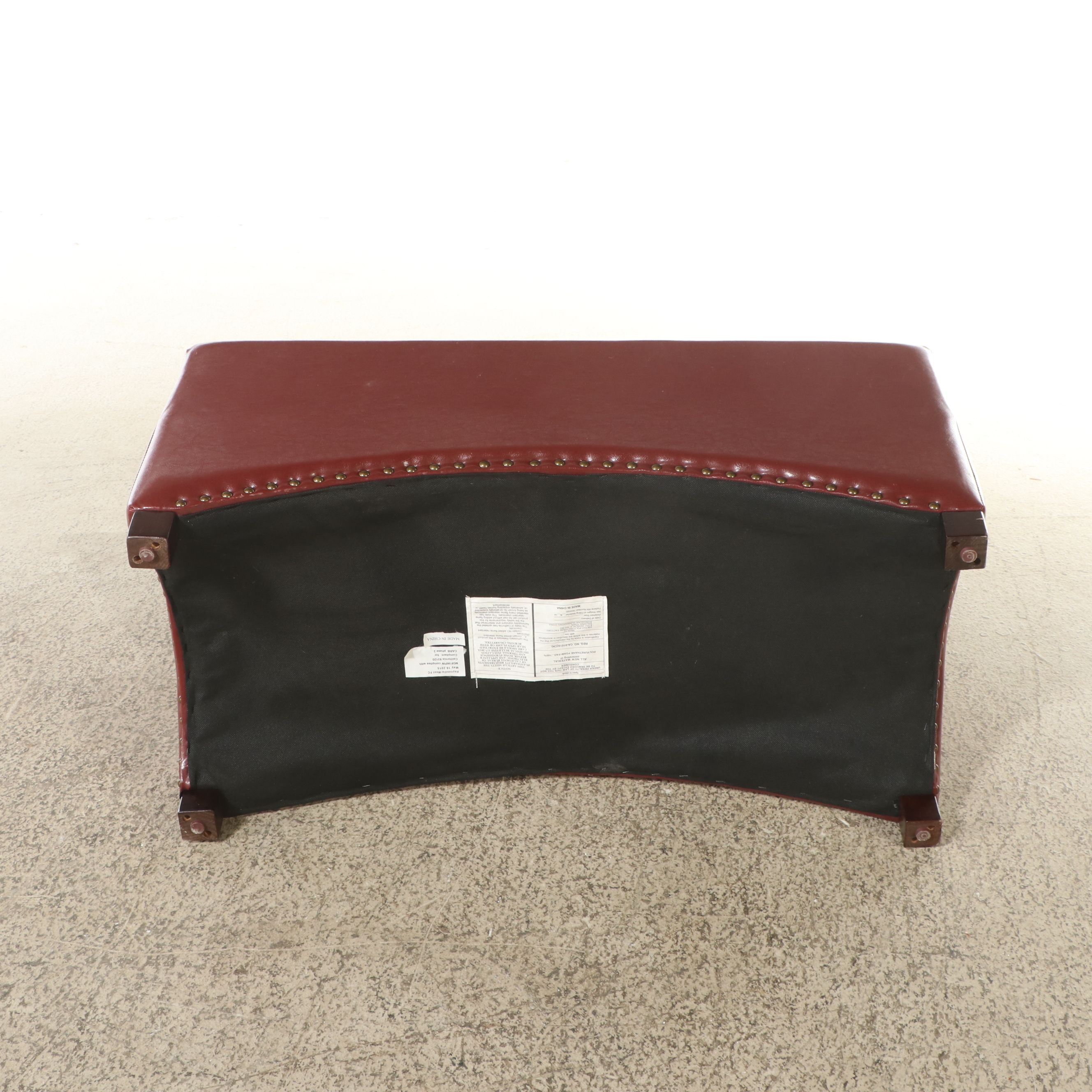 Contemporary Nailhead-Trimmed Faux Leather Ottoman with Storage