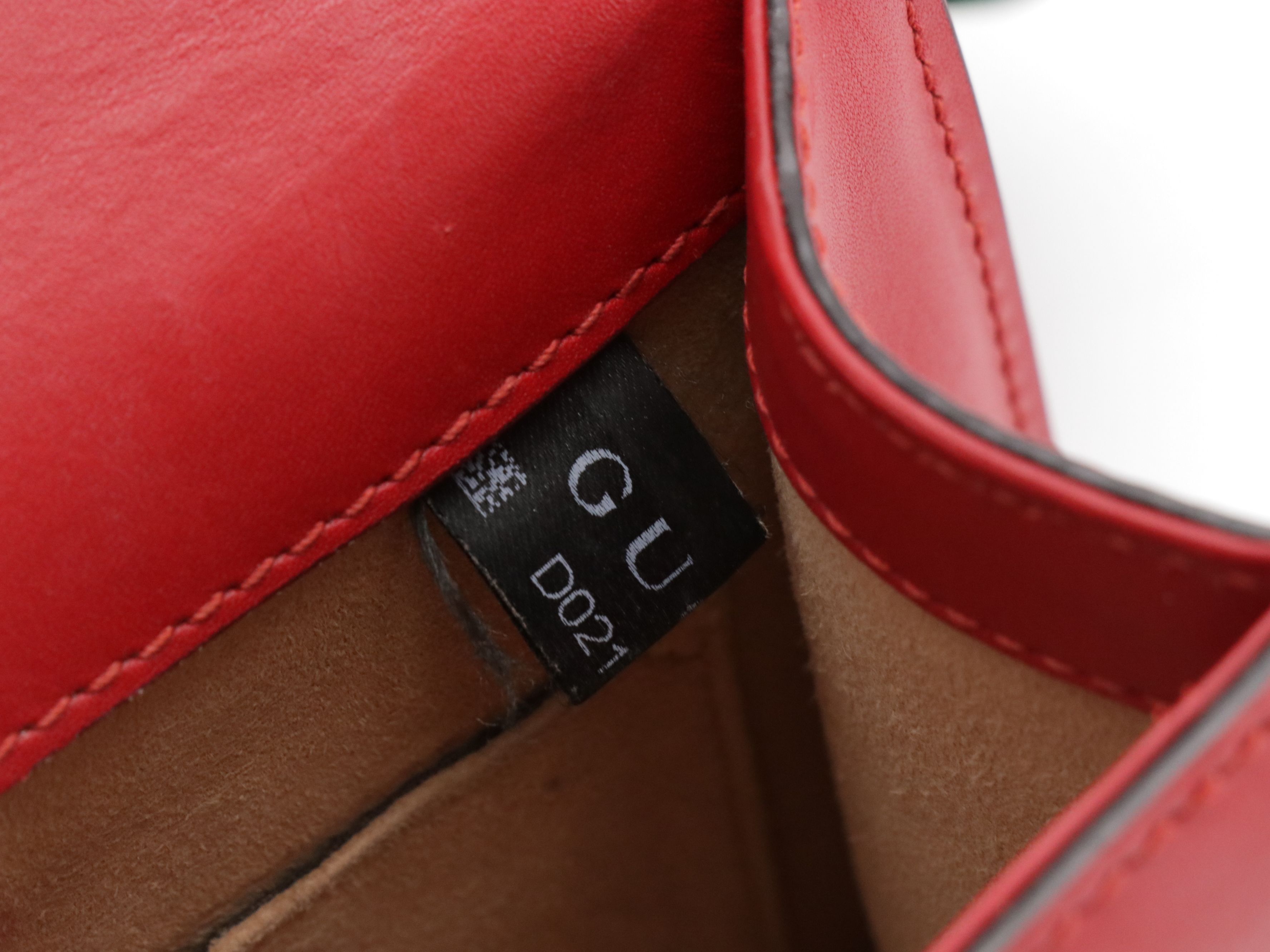 Gucci Small Sylvie Chain Link Shoulder Bag in Web Striped Red Calfskin Leather