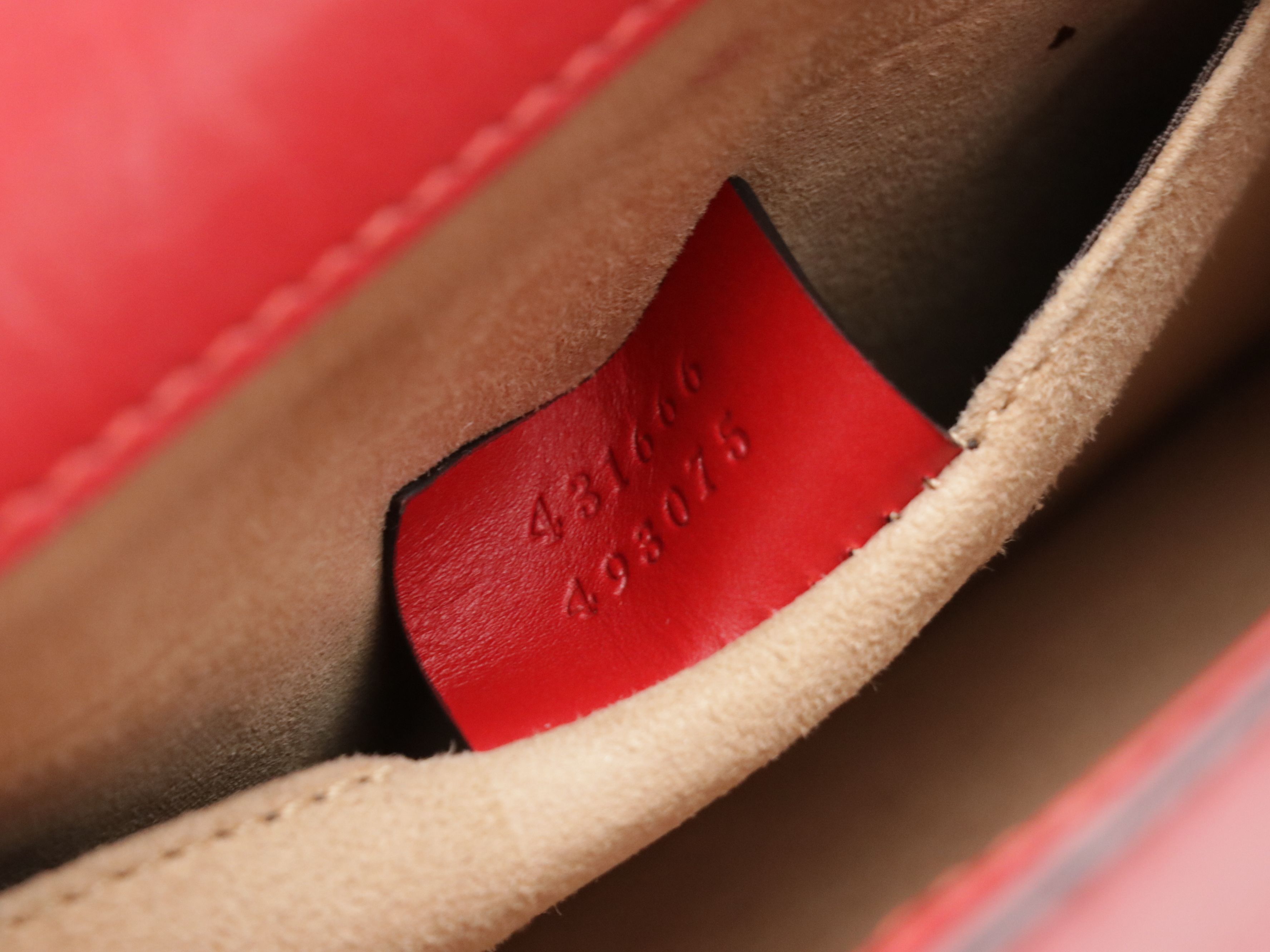 Gucci Small Sylvie Chain Link Shoulder Bag in Web Striped Red Calfskin Leather