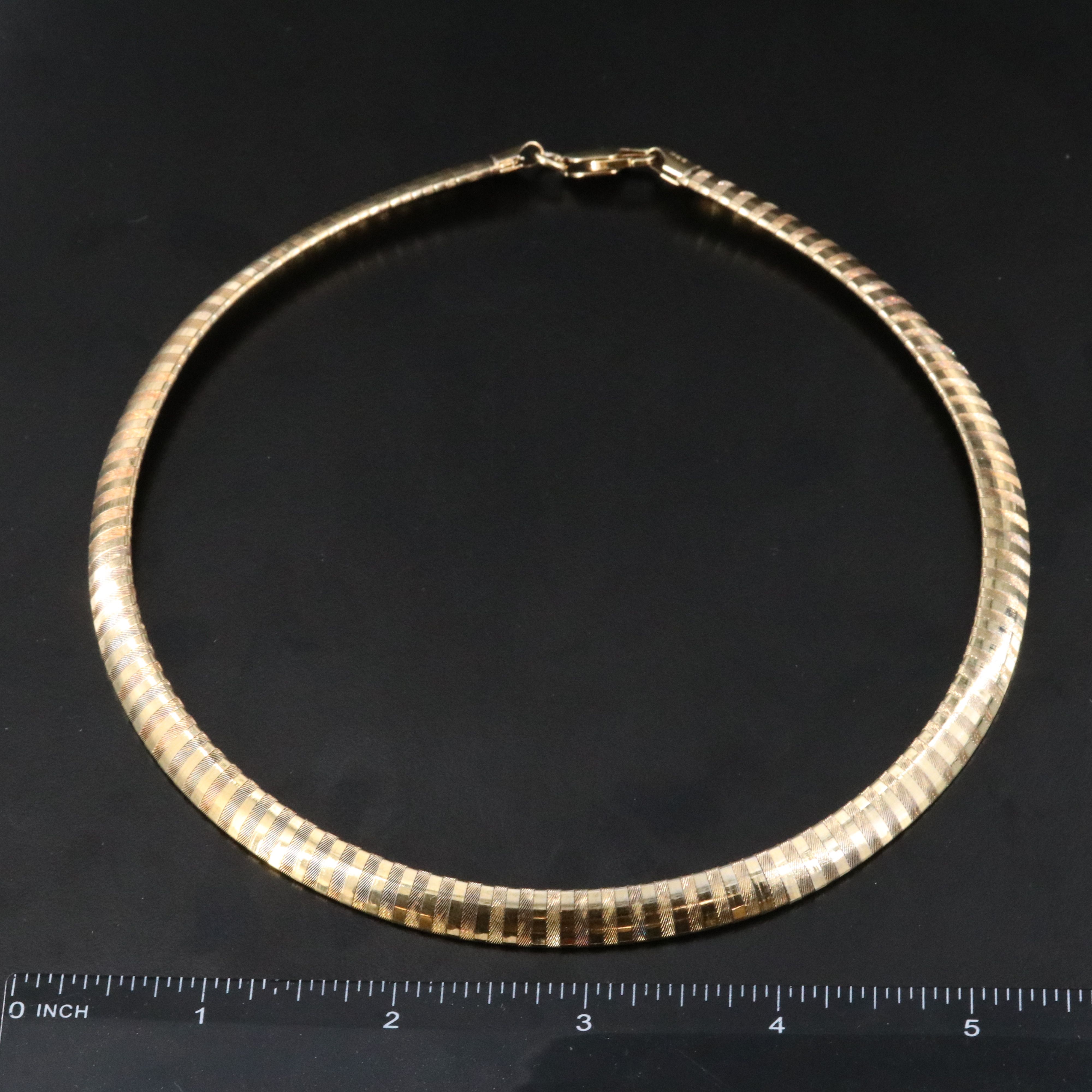 Sterling Etched Striped Omega Chain Necklace