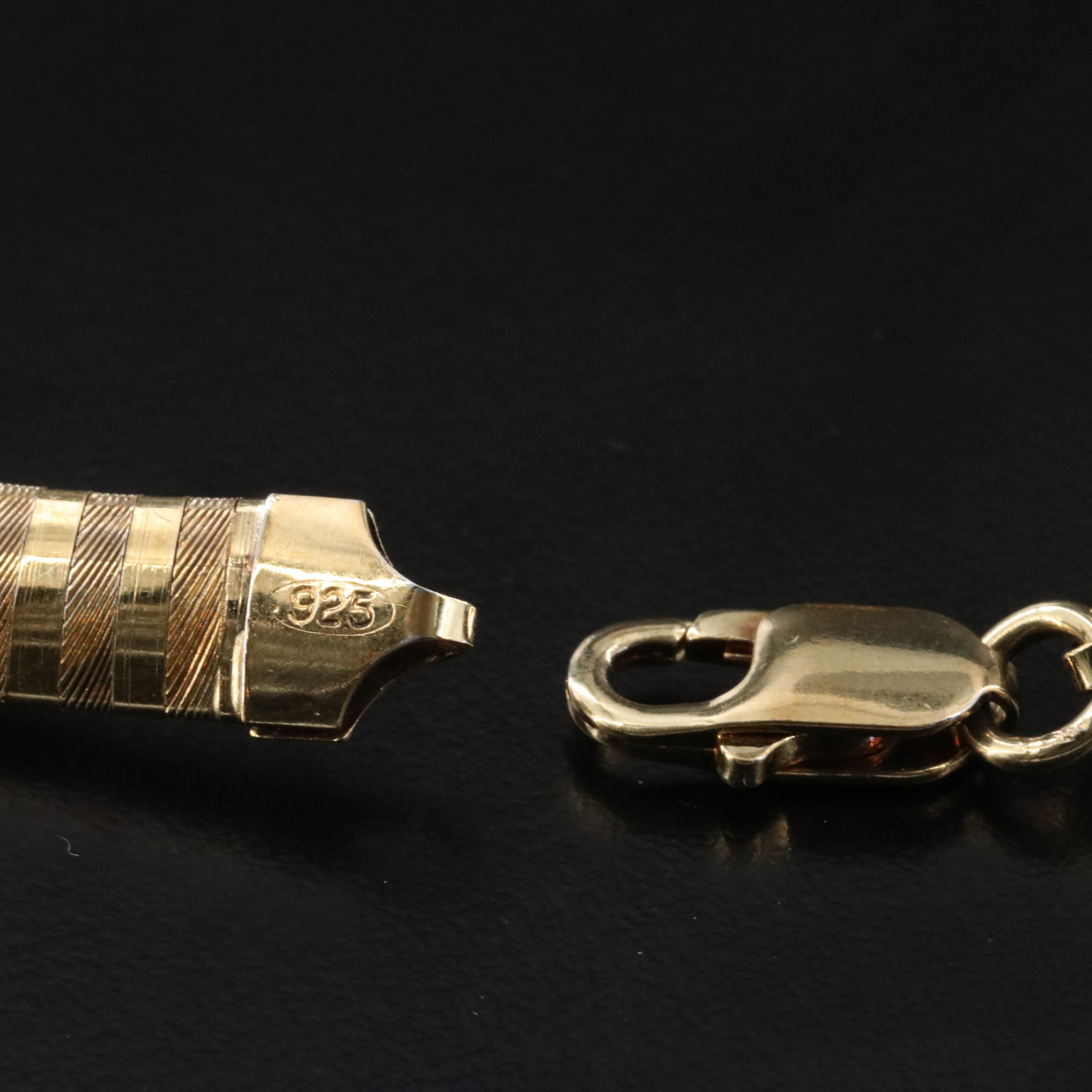 Sterling Etched Striped Omega Chain Necklace