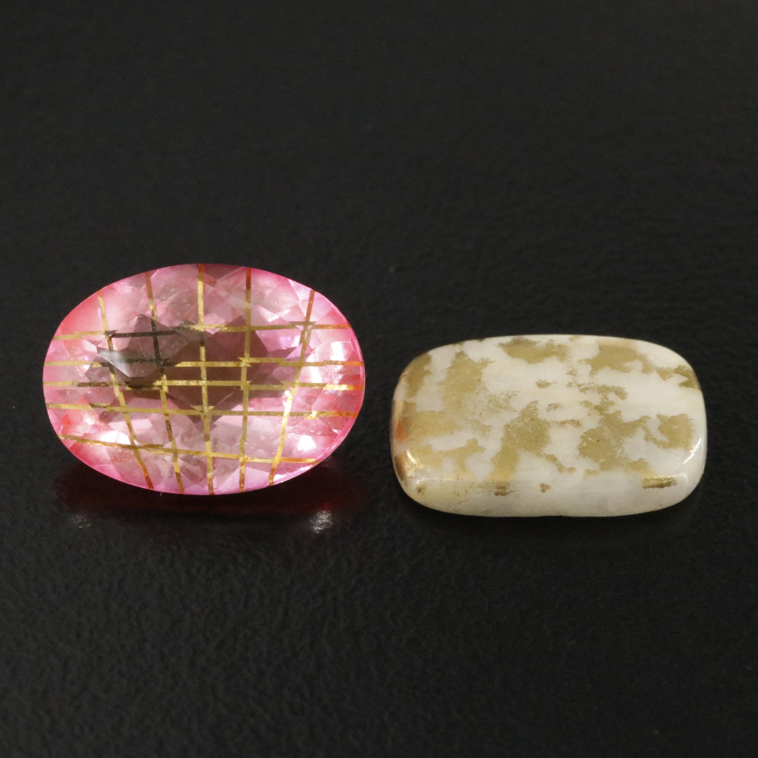 Loose Mixed Gemstone Lot with Quartz Triplet, Black Onyx and Quartzite