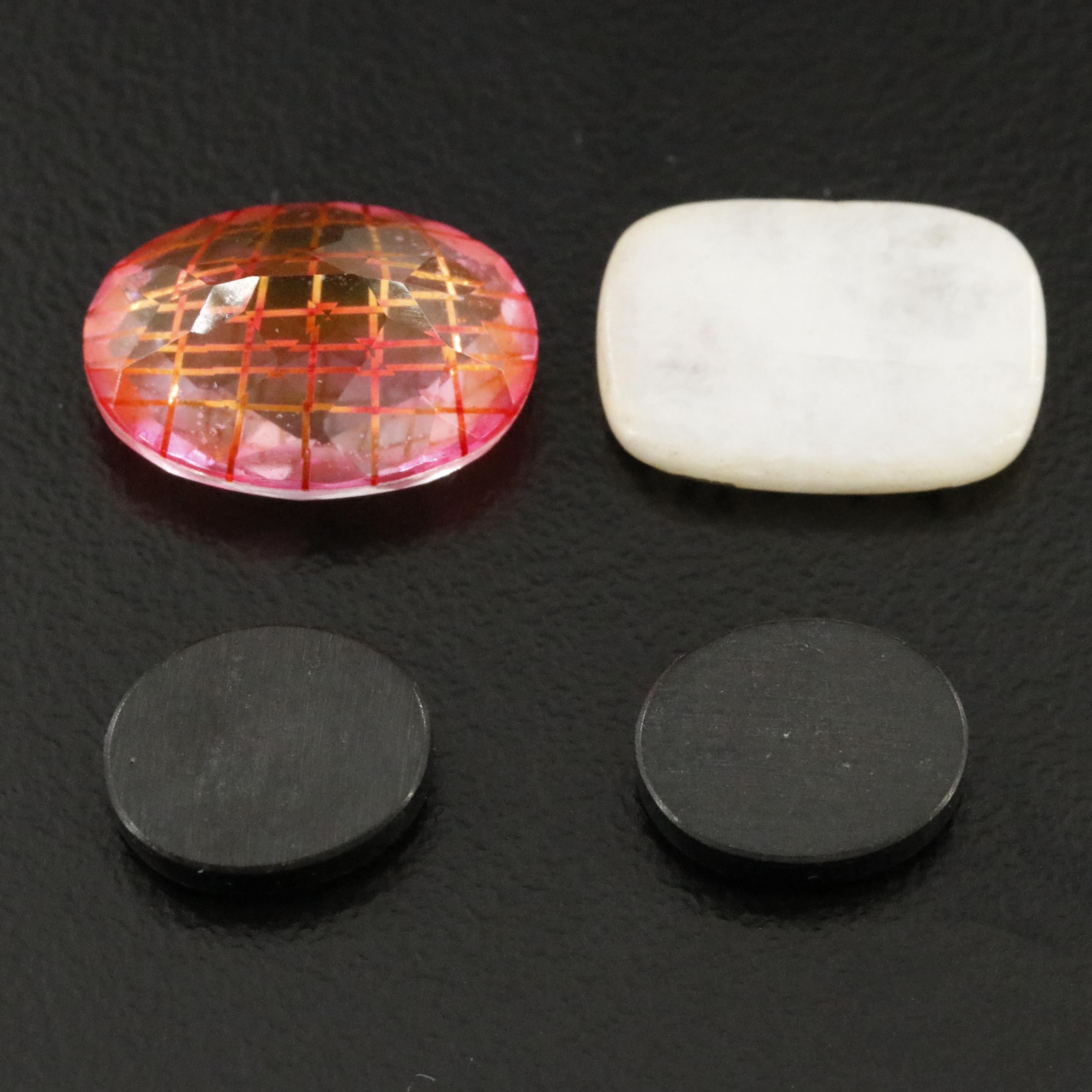 Loose Mixed Gemstone Lot with Quartz Triplet, Black Onyx and Quartzite