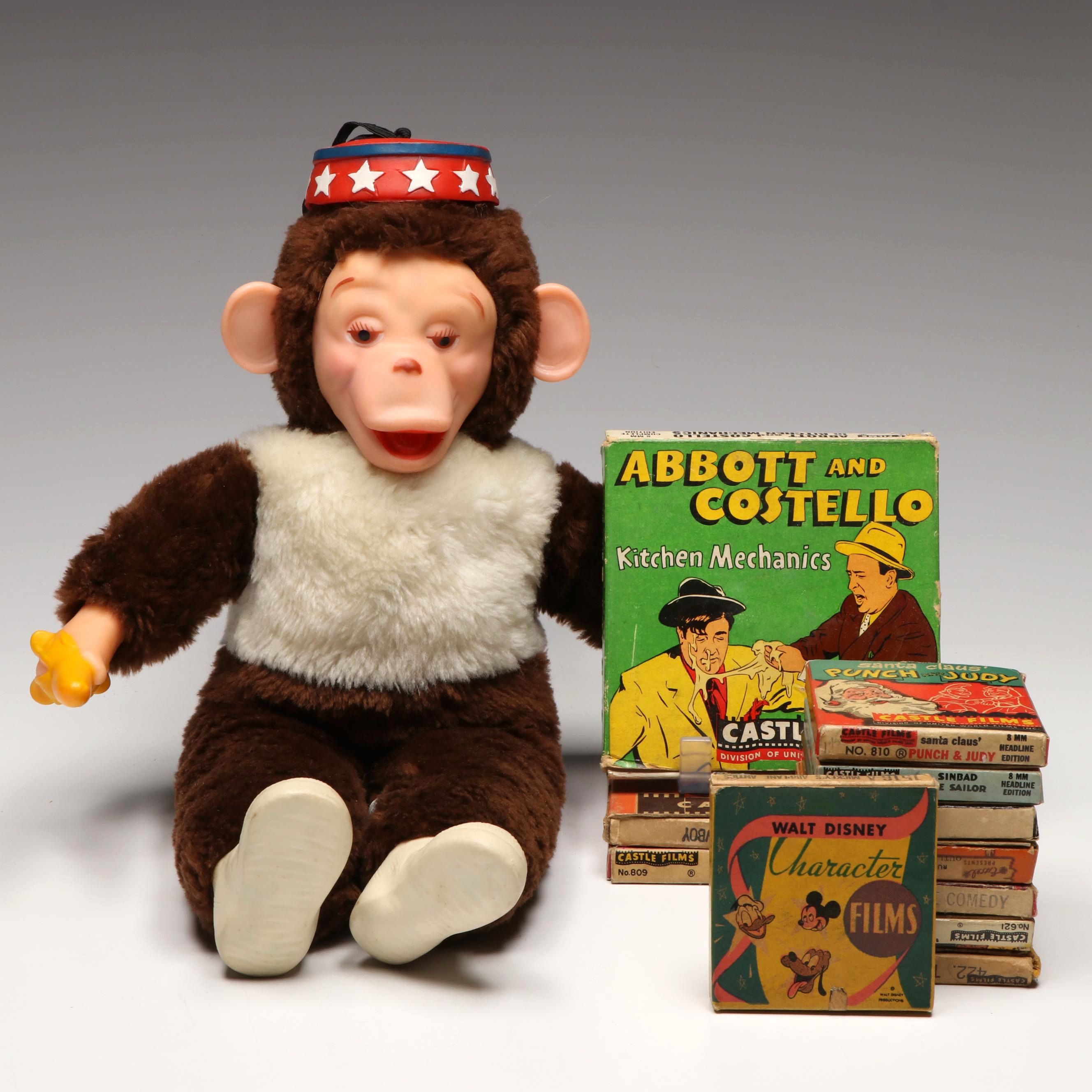 Elka Toys Stuffed Monkey with Collection of 8mm Movie Film
