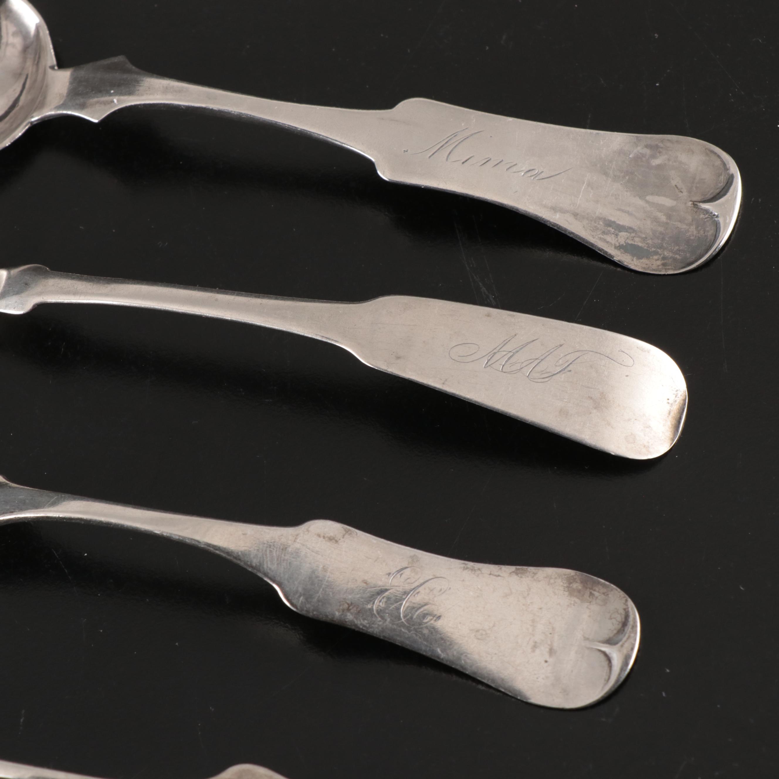 Monogrammed Napkin Ring with Other Sterling and Coin Silver Spoons