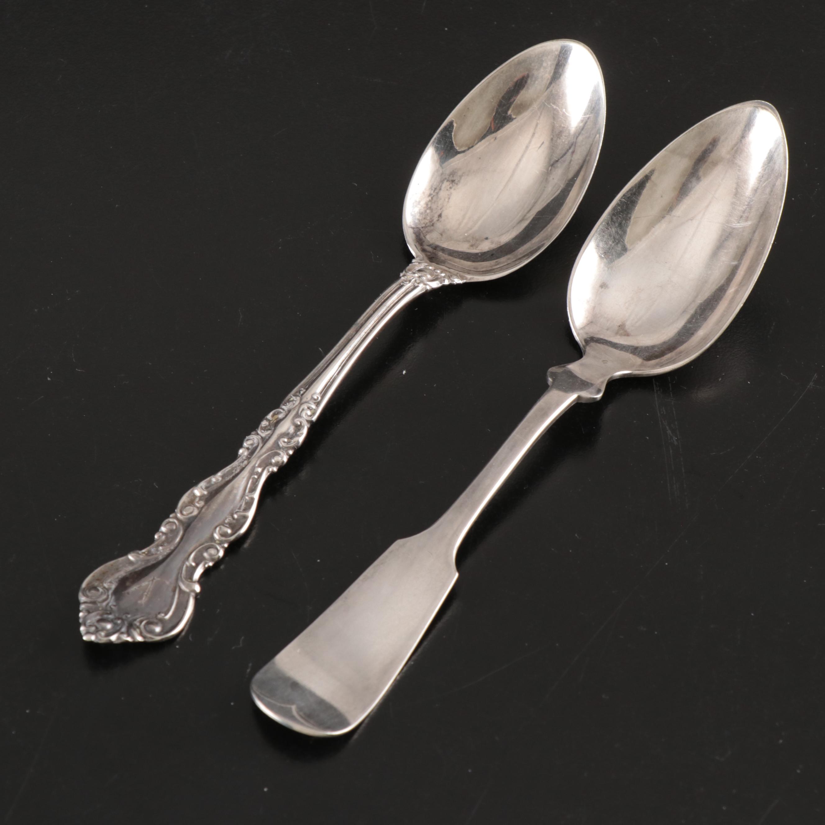 Monogrammed Napkin Ring with Other Sterling and Coin Silver Spoons