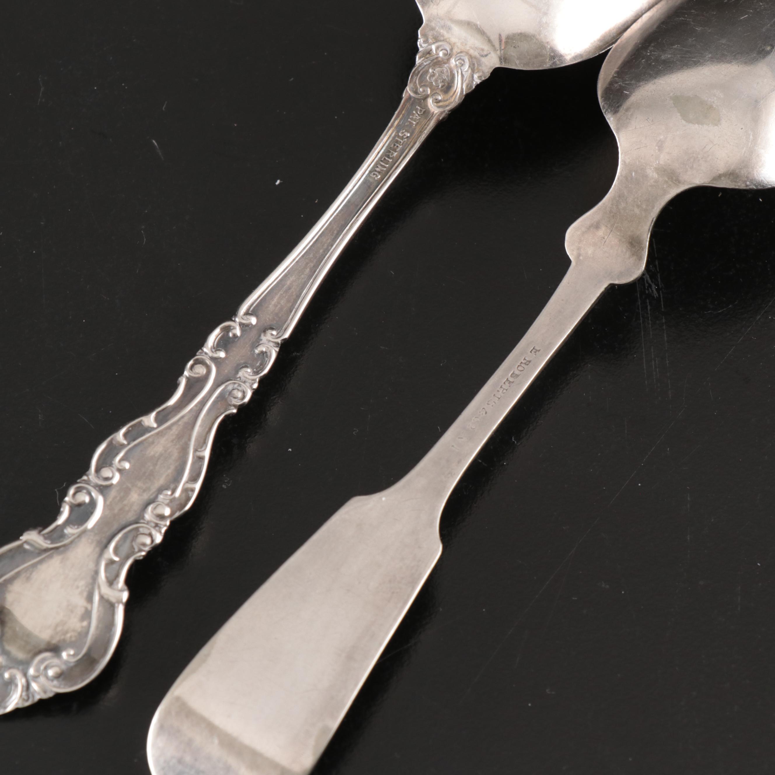 Monogrammed Napkin Ring with Other Sterling and Coin Silver Spoons