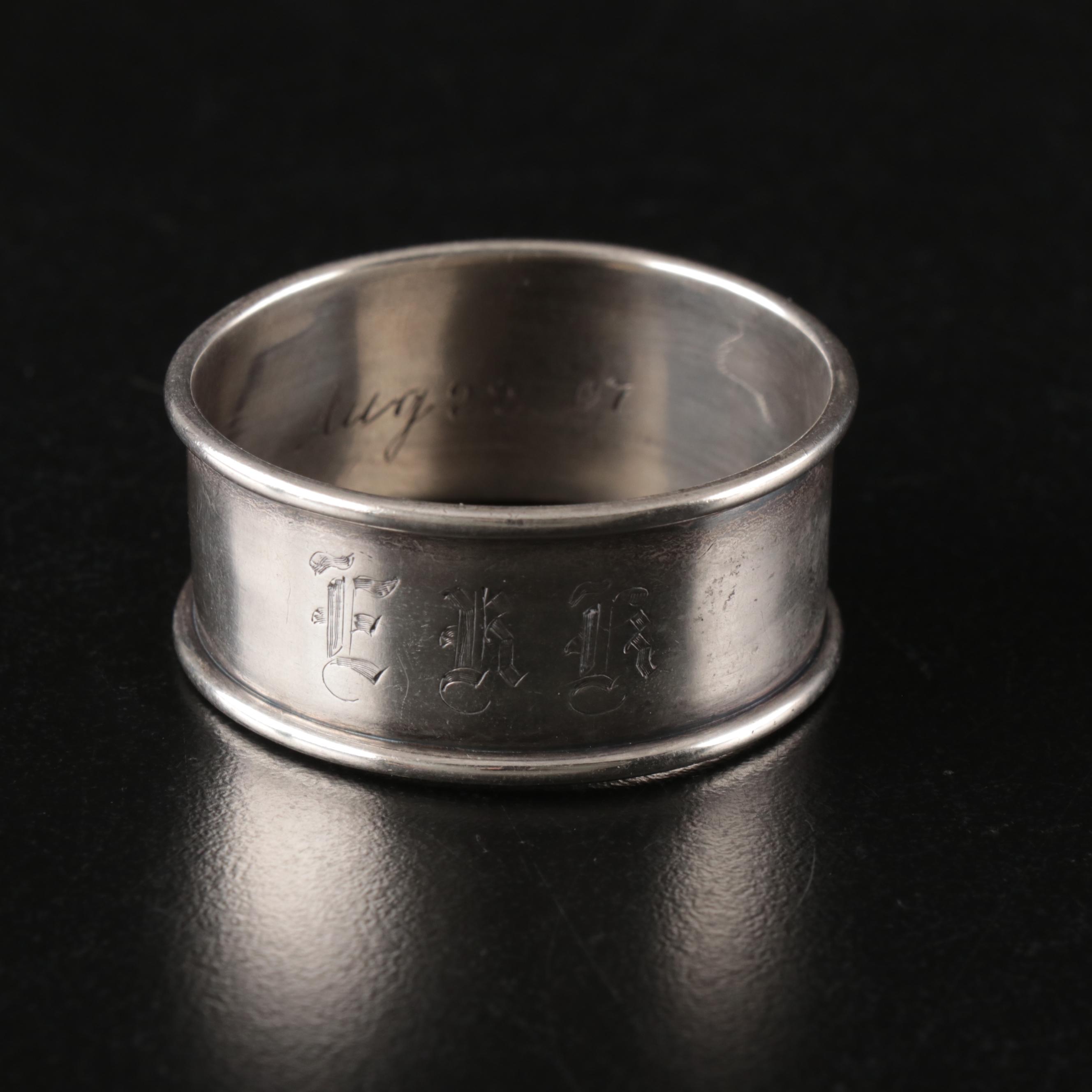 Monogrammed Napkin Ring with Other Sterling and Coin Silver Spoons