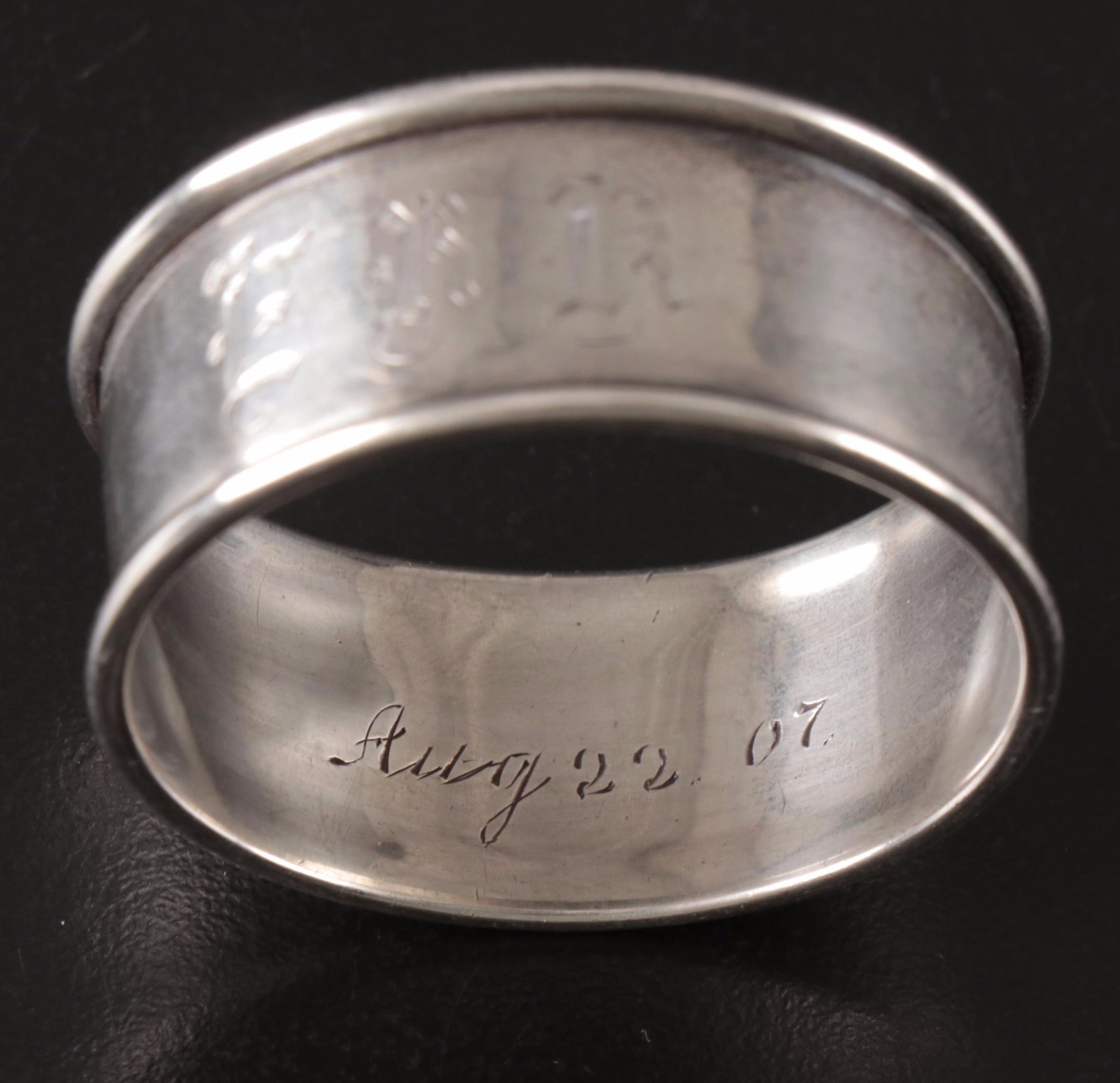 Monogrammed Napkin Ring with Other Sterling and Coin Silver Spoons