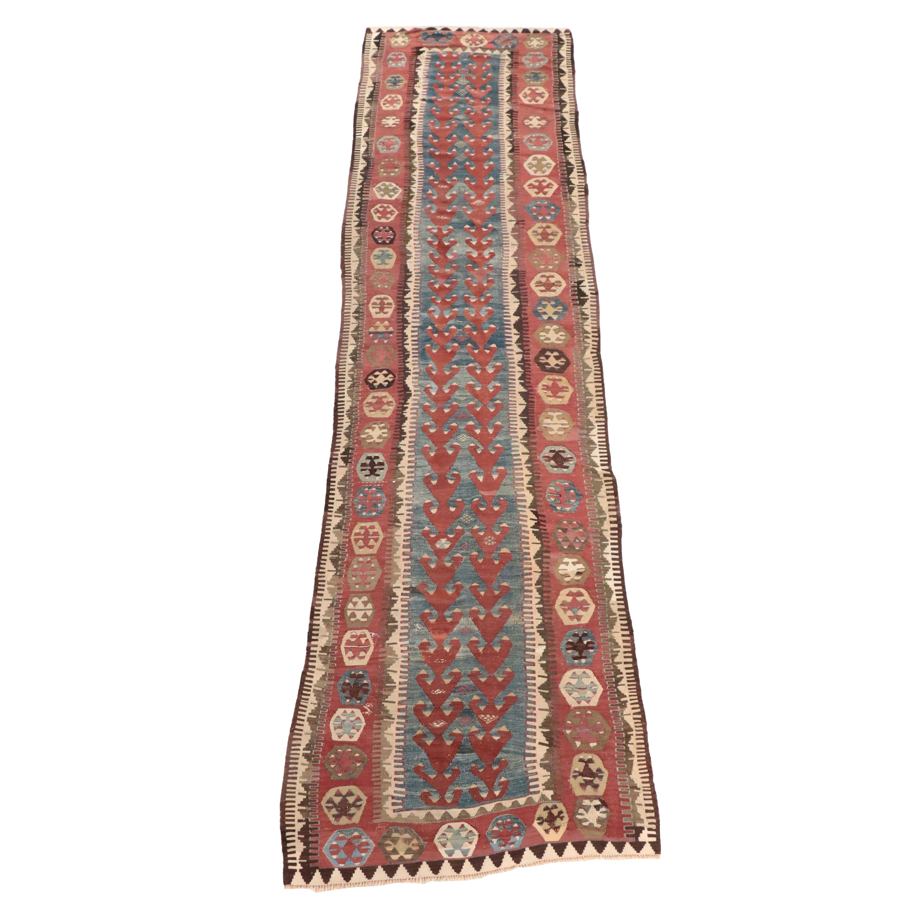 3'10 x 15'11 Handwoven Turkish Kilim Long Rug