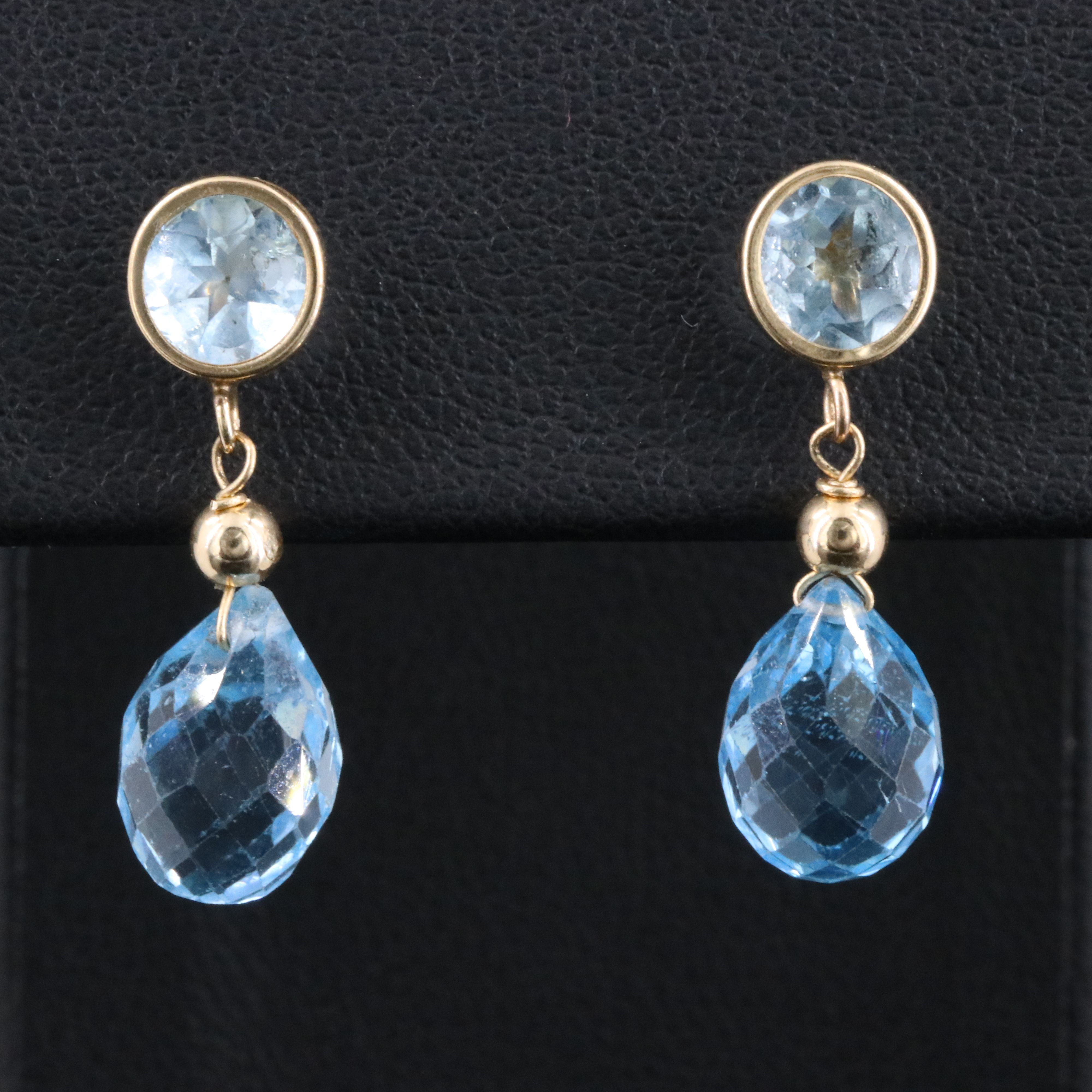 14K Sky and Swiss Blue Topaz Earrings