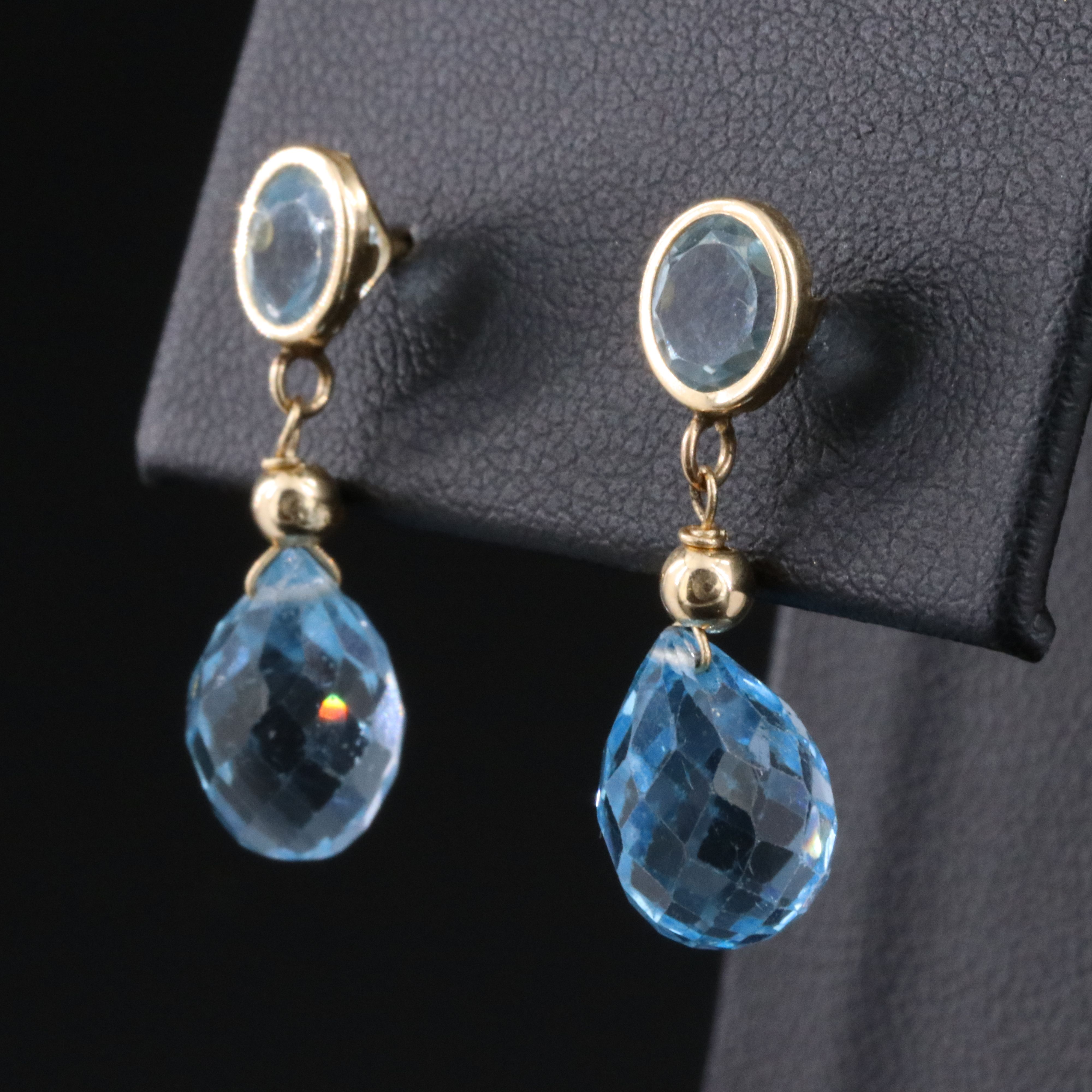 14K Sky and Swiss Blue Topaz Earrings
