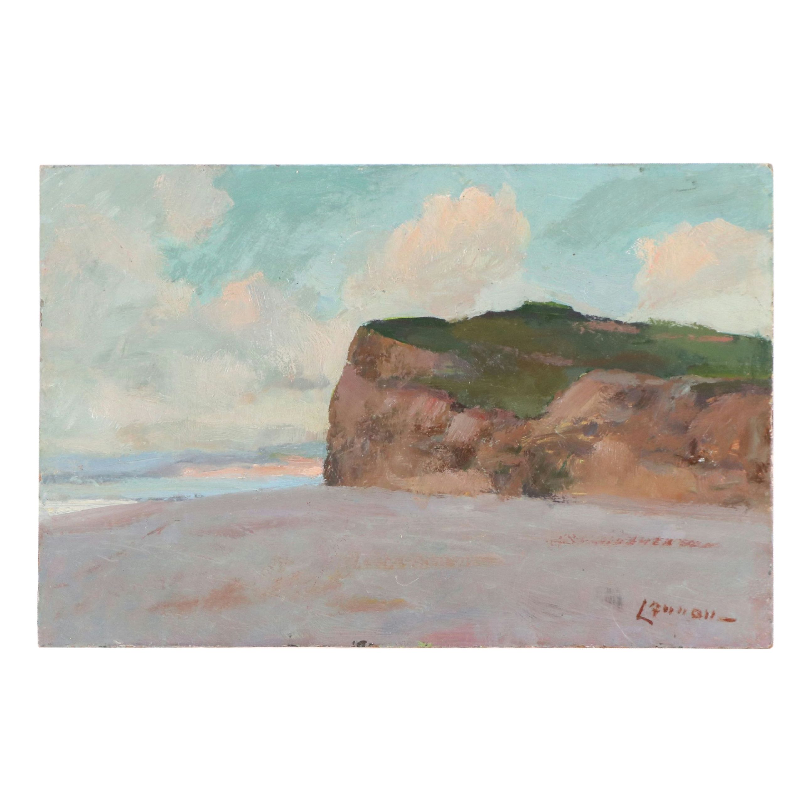 Bernard Lennon Oil Painting of Coastal Cliffs Landscape