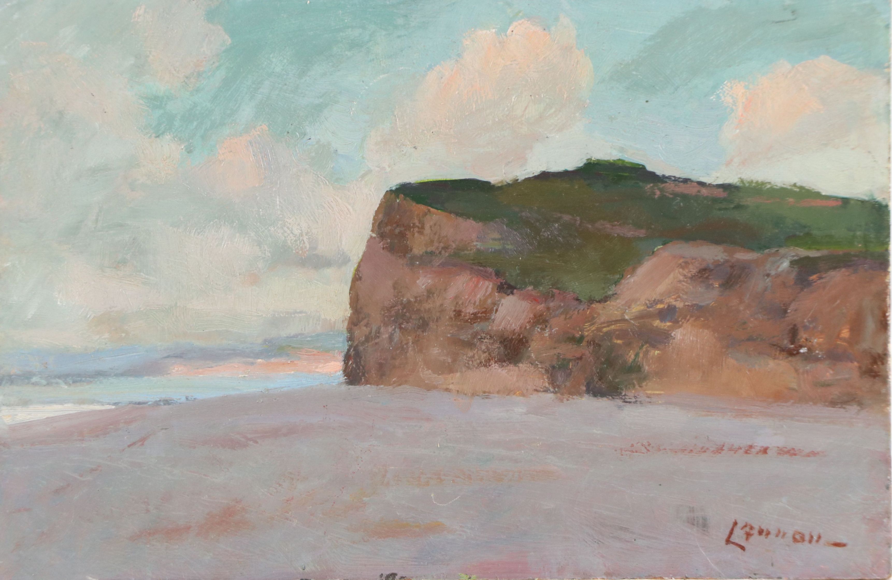 Bernard Lennon Oil Painting of Coastal Cliffs Landscape