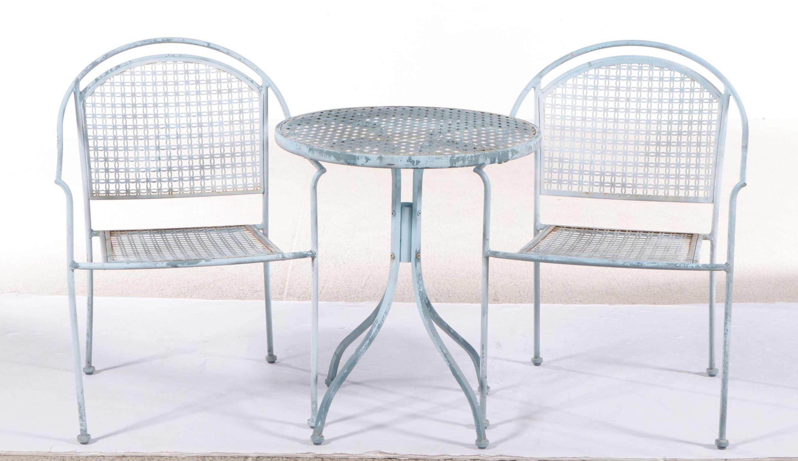 Three-Piece Mid-Century Style Painted Metal Outdoor Dining Set