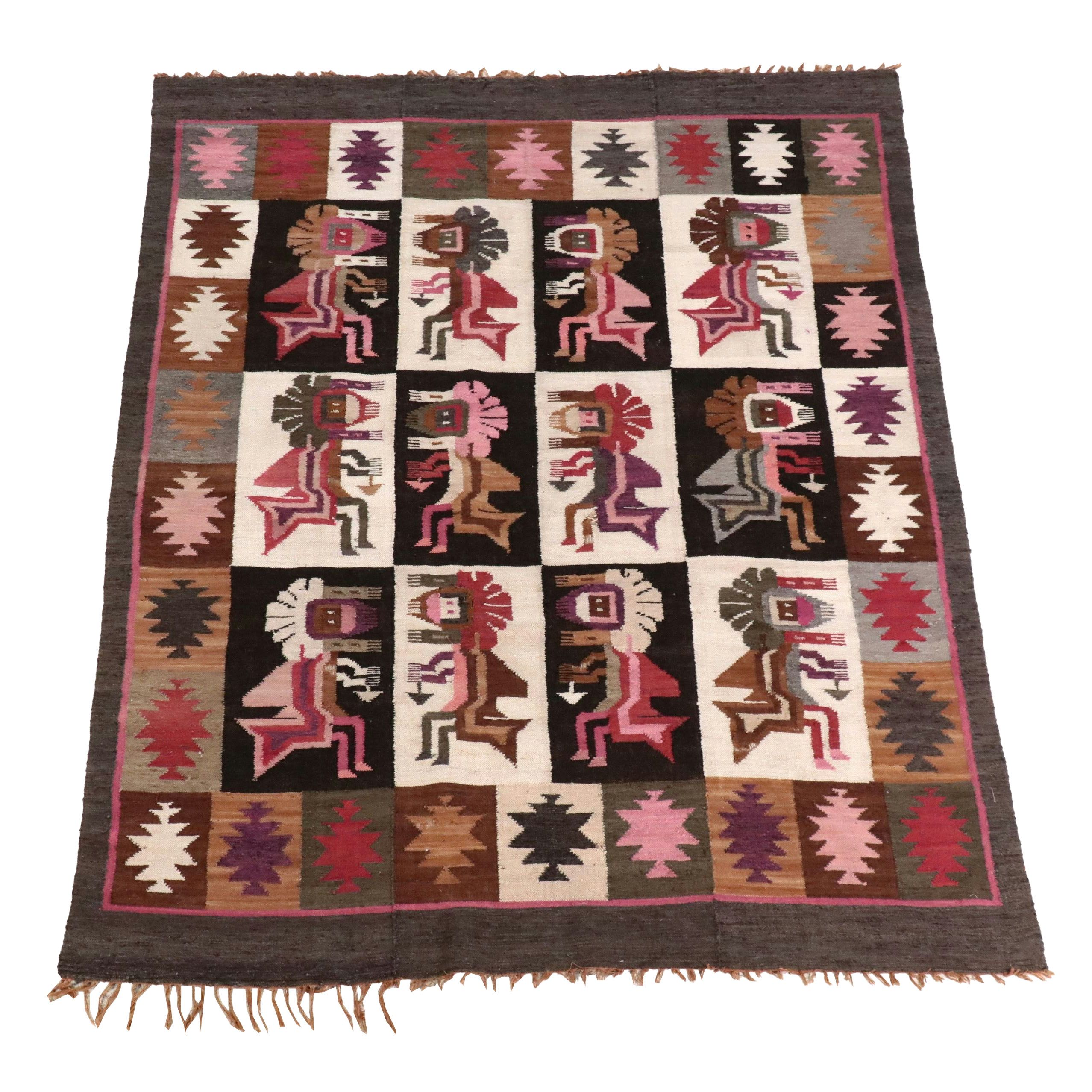 5'6 x 7'2 Handwoven Andean Grid Pictorial Area Rug