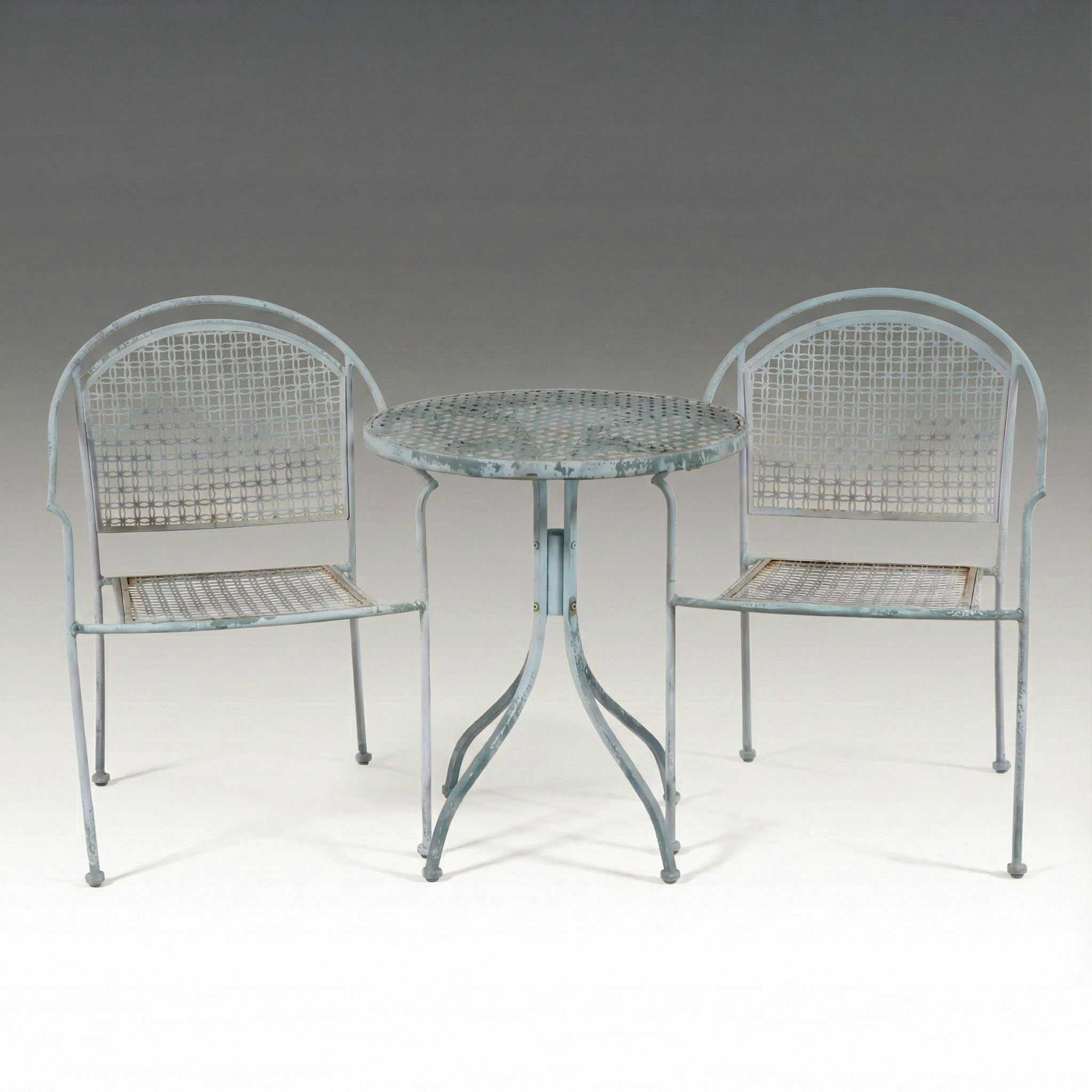 Three-Piece Mid-Century Style Painted Metal Outdoor Dining Set