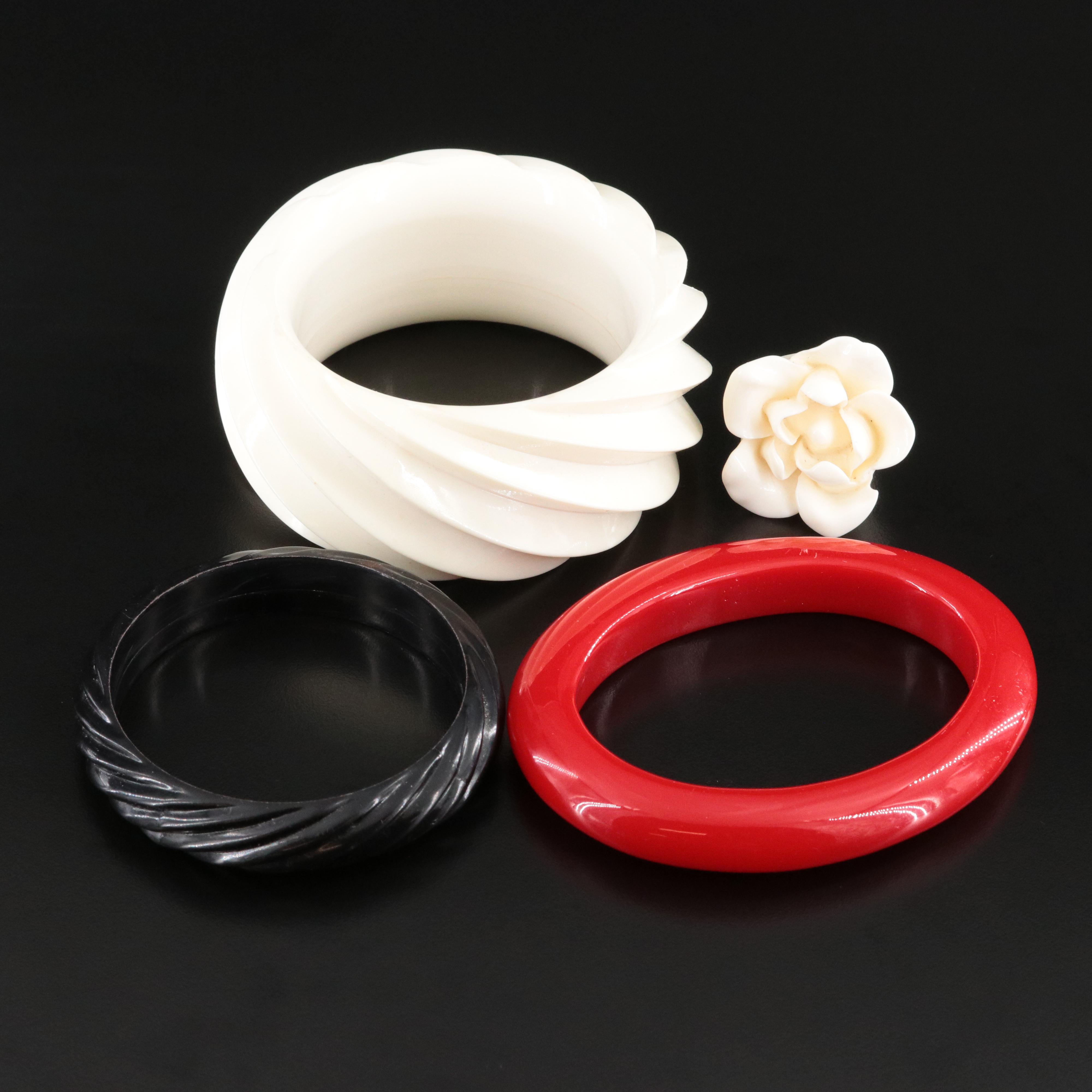 Vintage Resin Bangle Bracelets and Ring