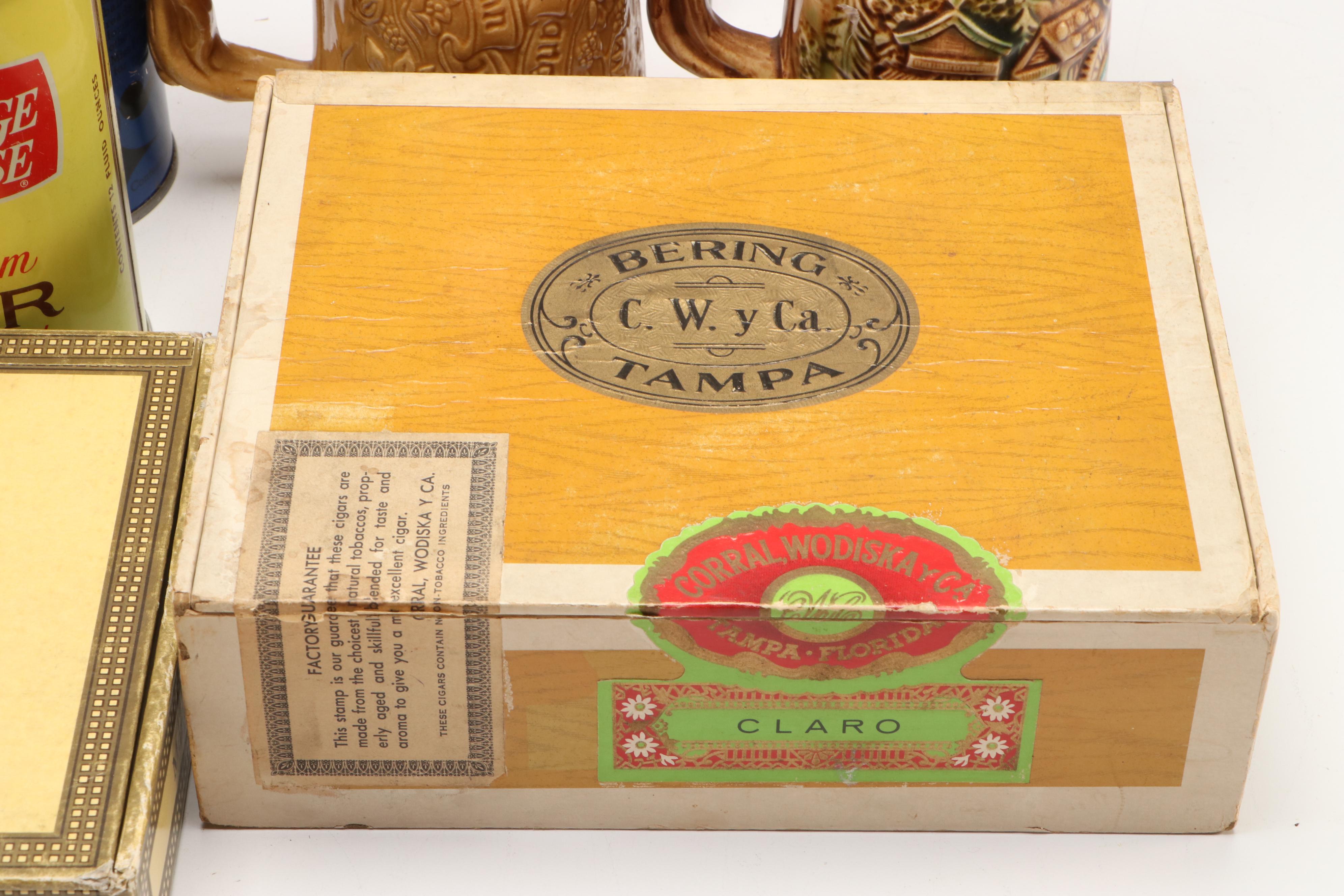 Budweiser and More Ceramic Steins with Promotional Beer Banks and Tobacciana