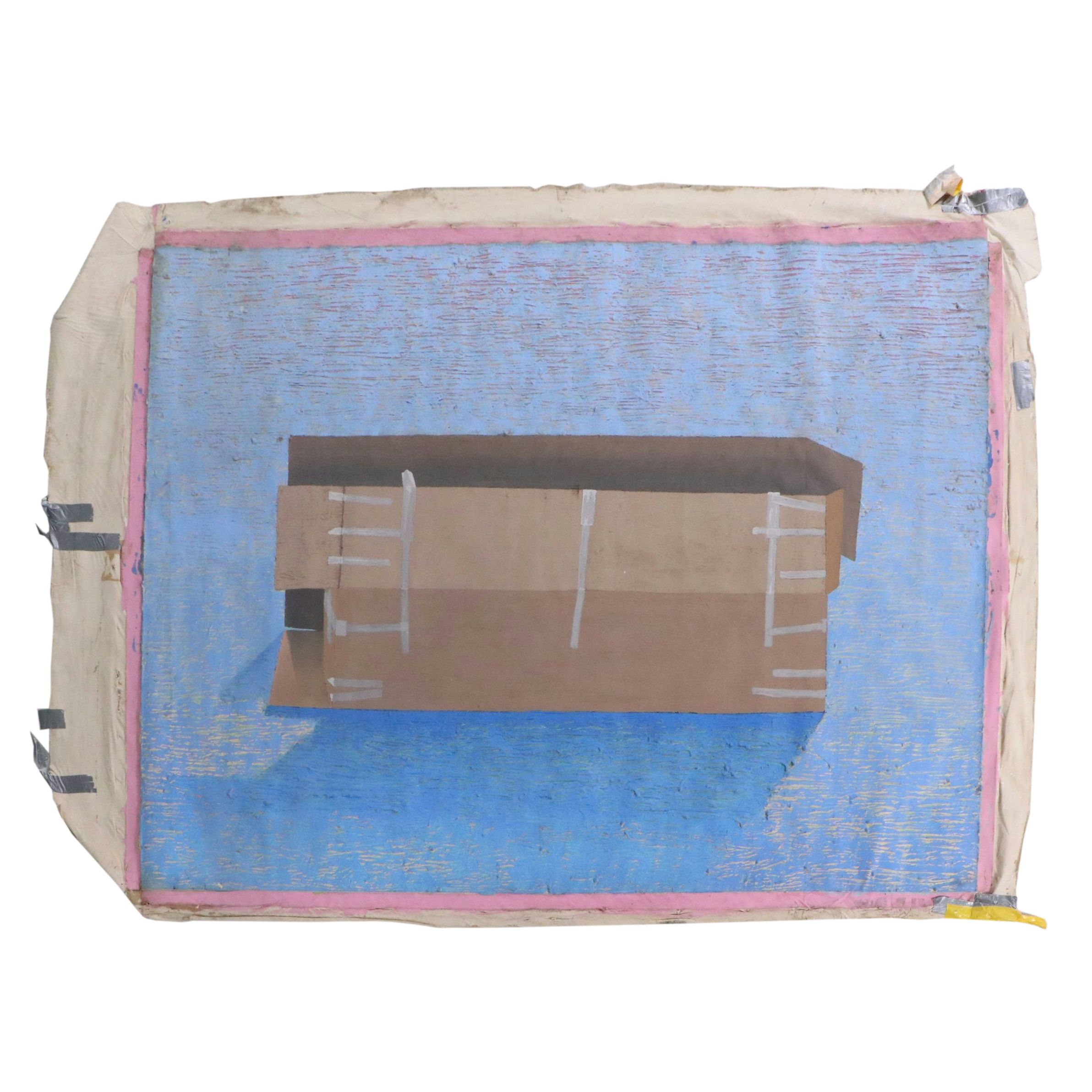 Howard Storm Monumental Acrylic Painting of Cardboard Box, Late 20th Century