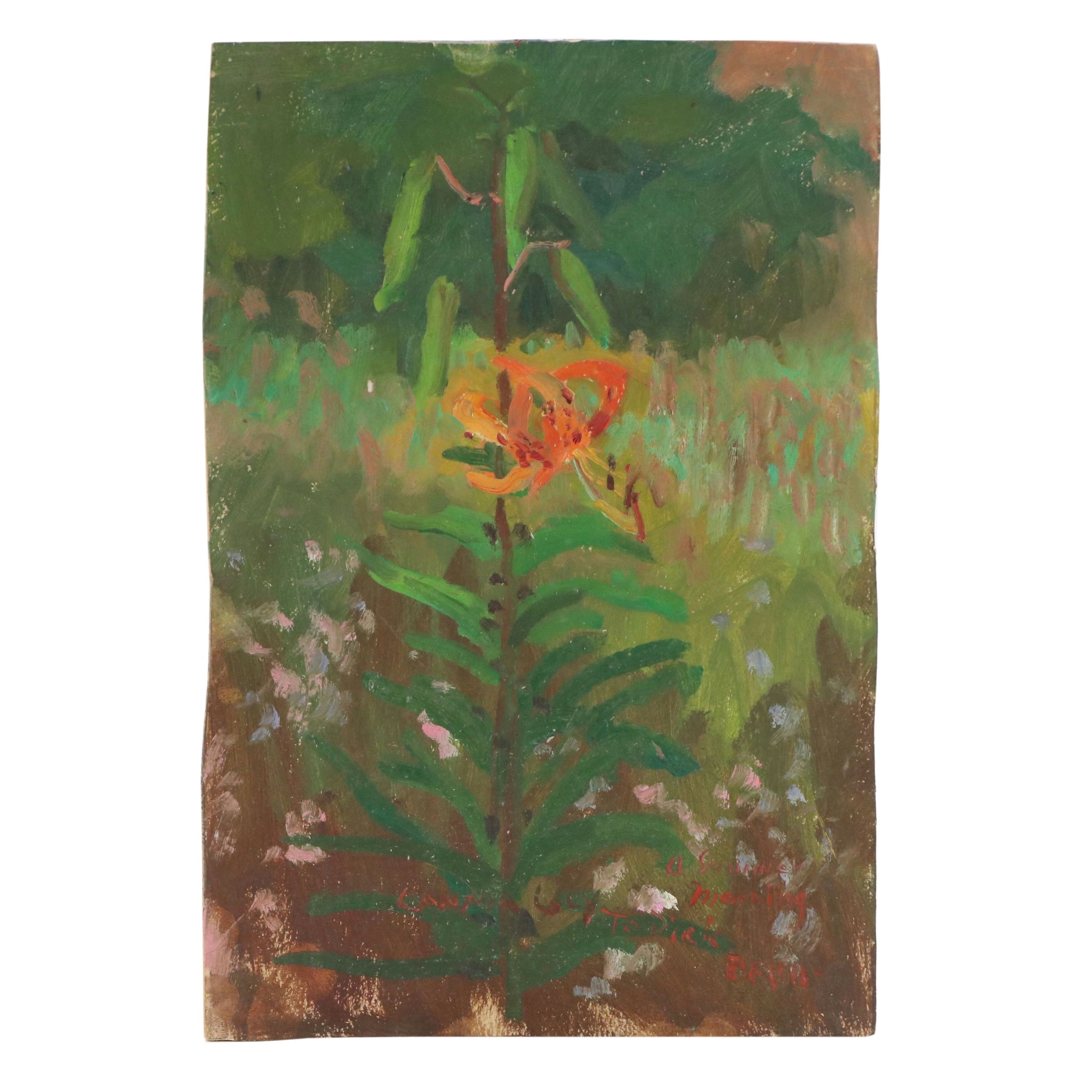 Bernard Lennon Floral Oil Painting of Lily