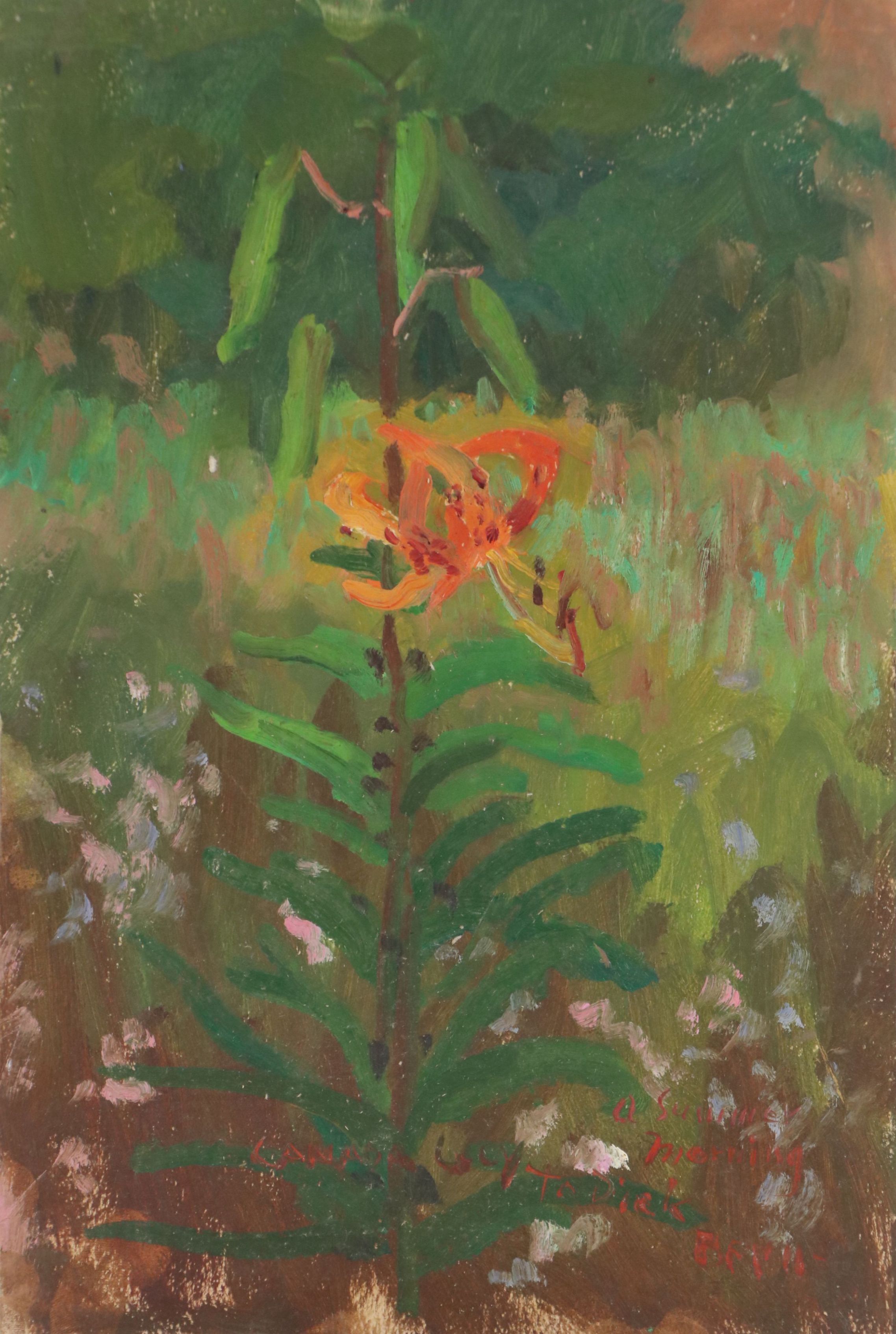 Bernard Lennon Floral Oil Painting of Lily