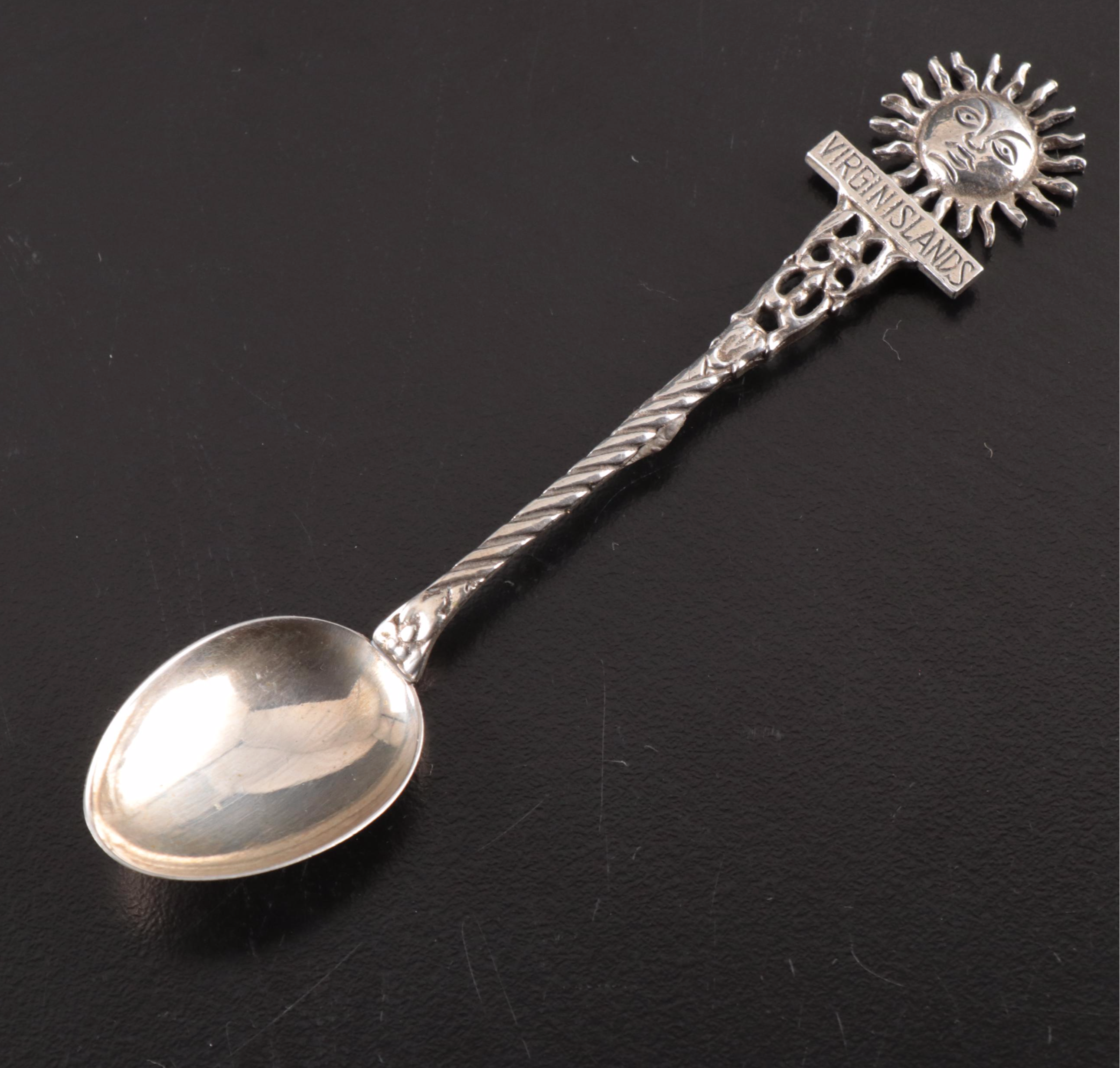 Sterling Silver Virgin Islands Spoon with More Demitasse and Souvenir Spoons