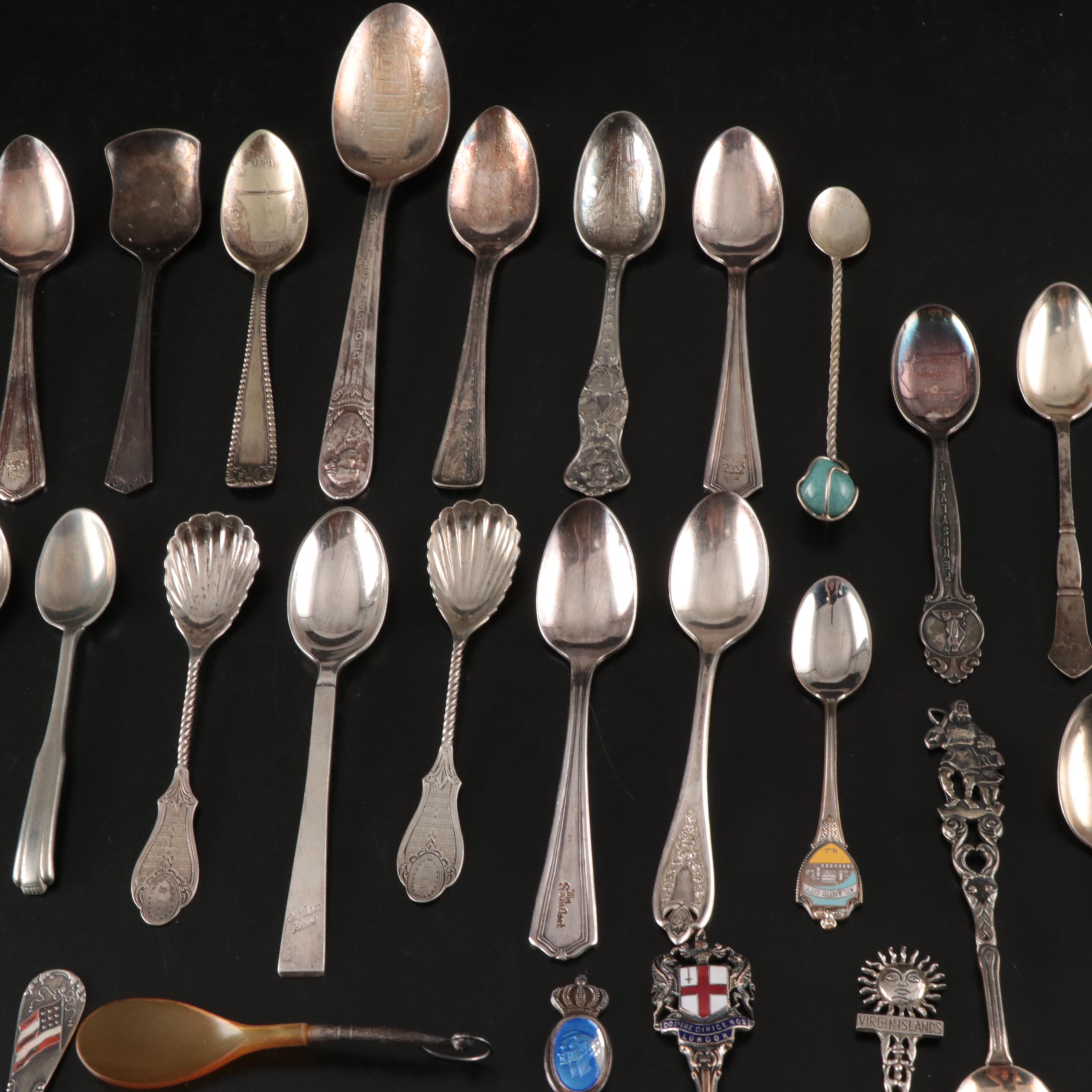 Sterling Silver Virgin Islands Spoon with More Demitasse and Souvenir Spoons