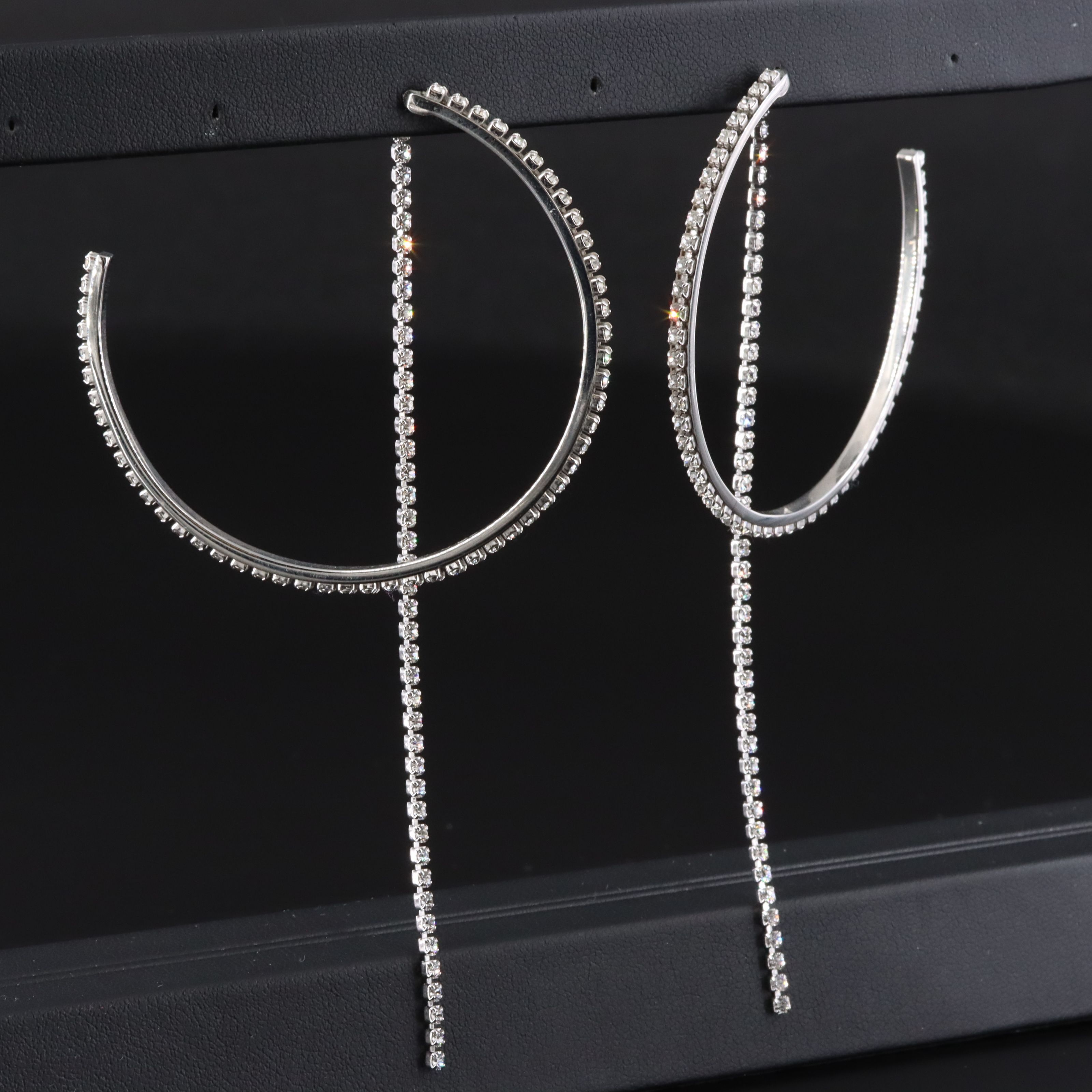 Swarovski Crystal Hoop Earrings with Removable Line Drops