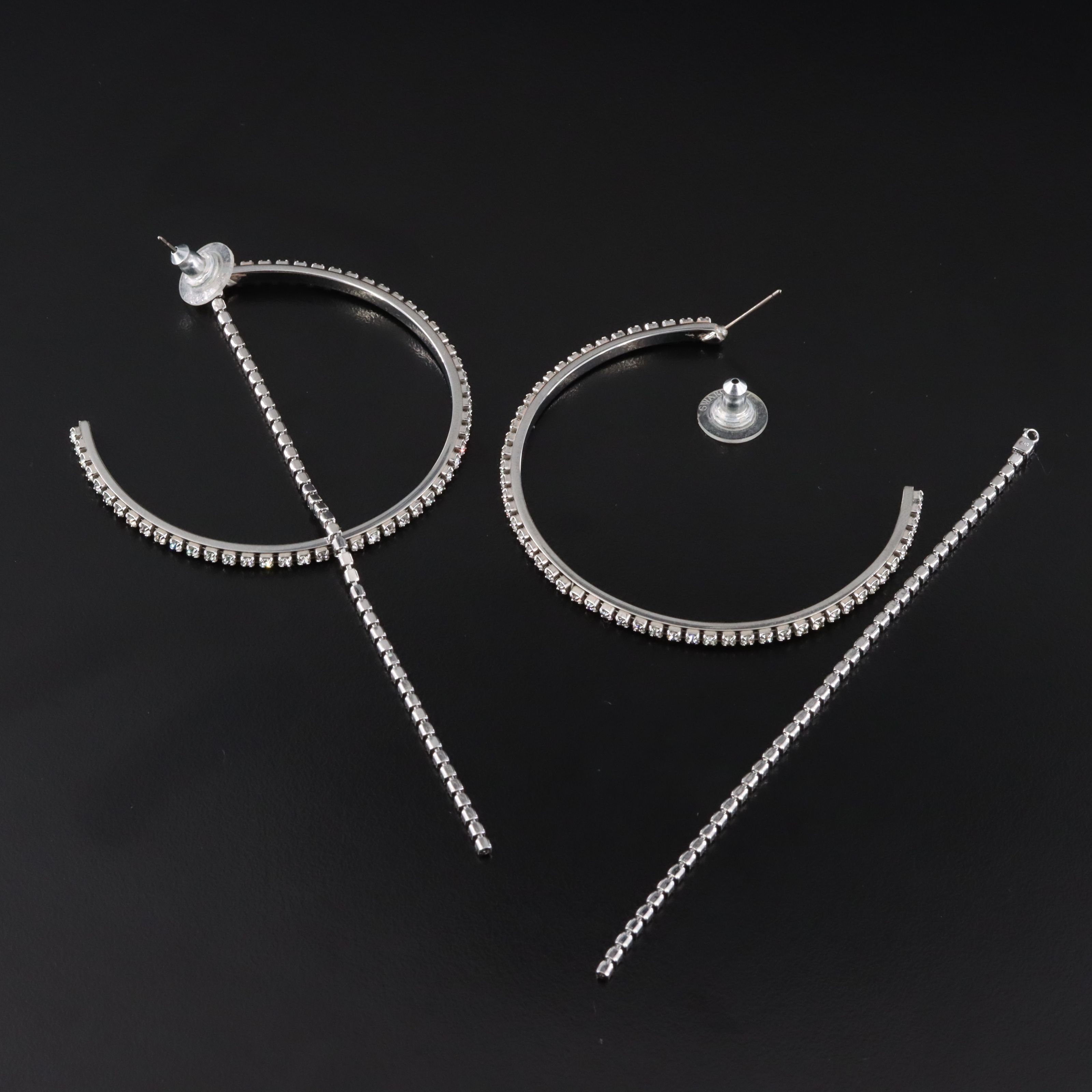 Swarovski Crystal Hoop Earrings with Removable Line Drops