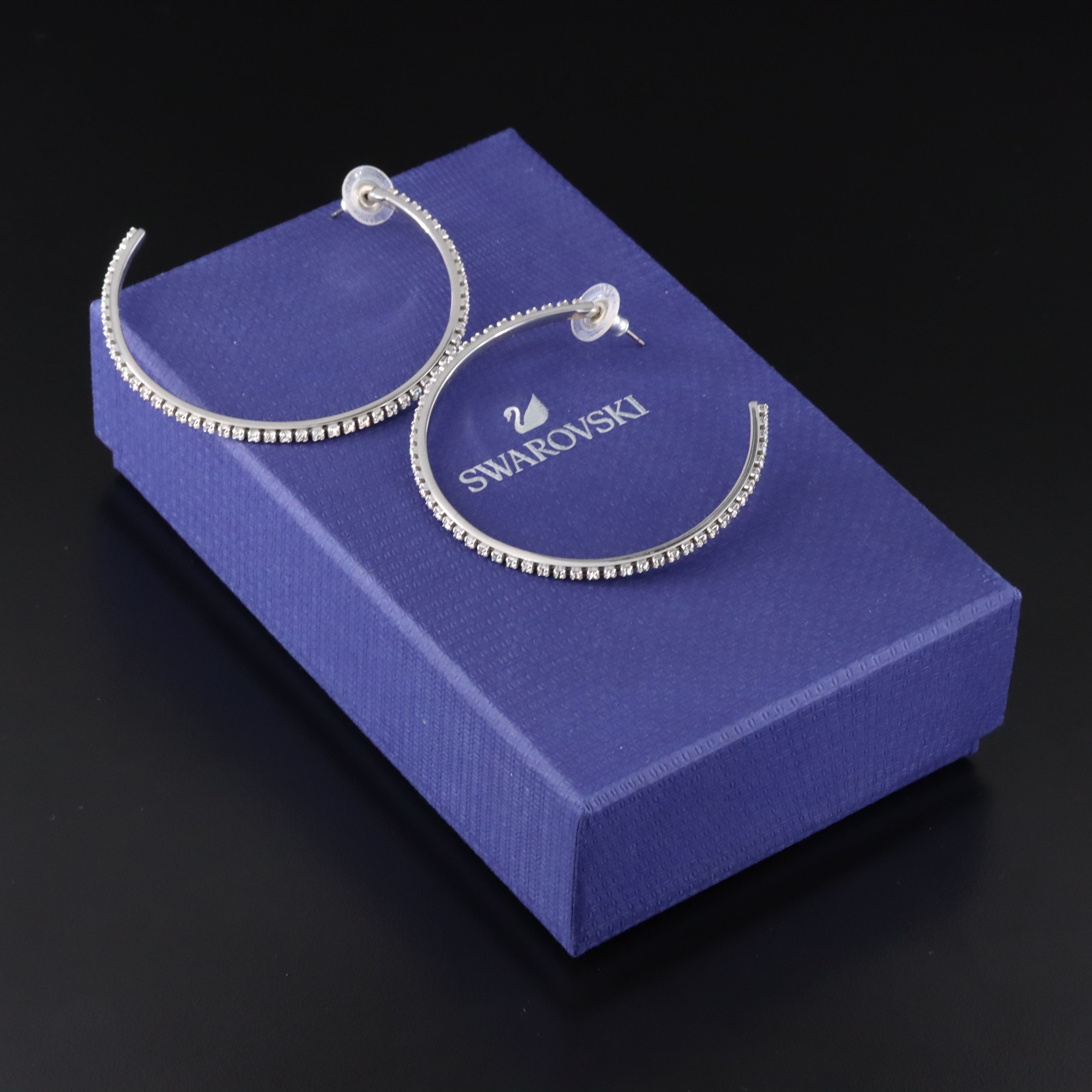 Swarovski Crystal Hoop Earrings with Removable Line Drops