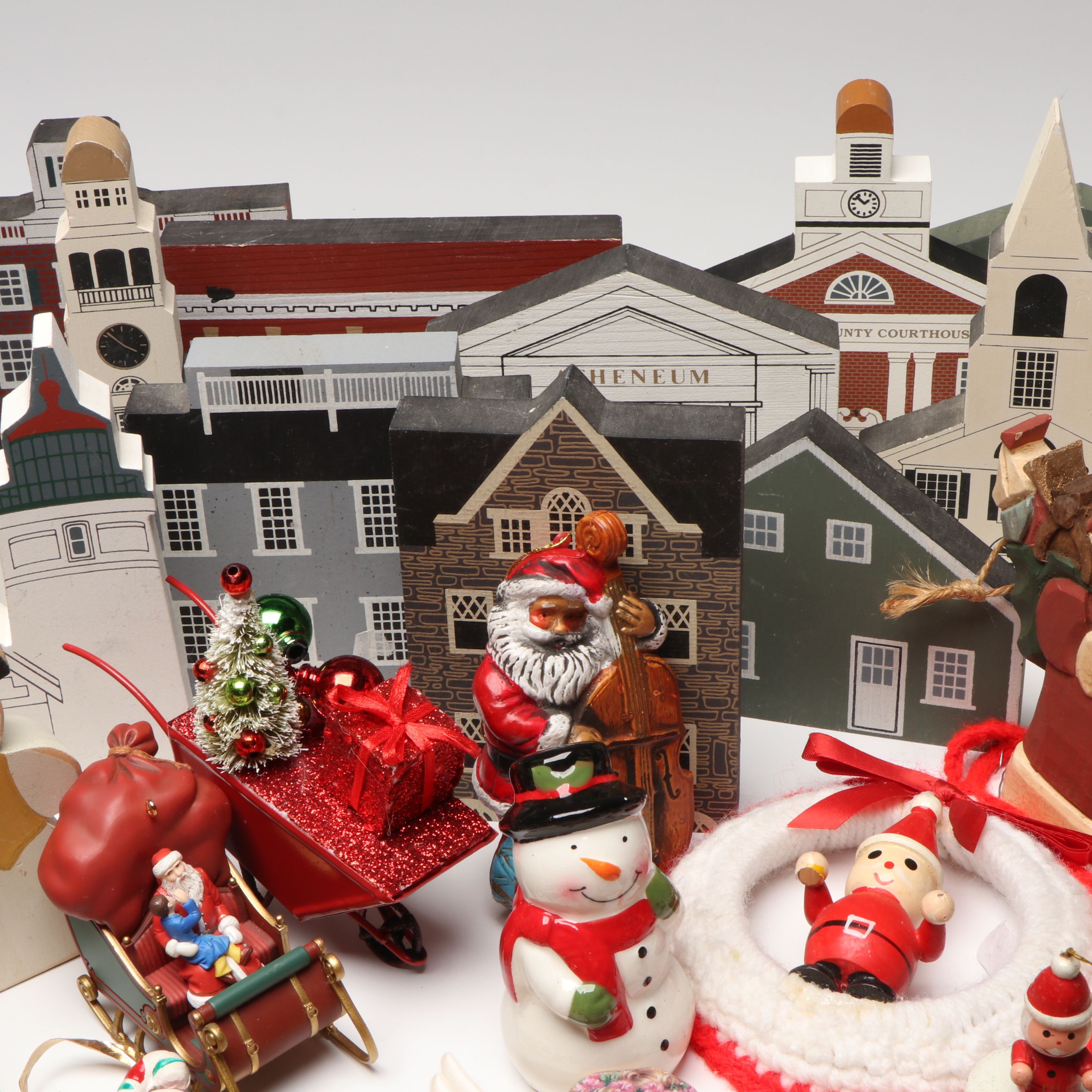 The Cat's Meow Christmas Village Buildings with Other Ornaments and Figurines