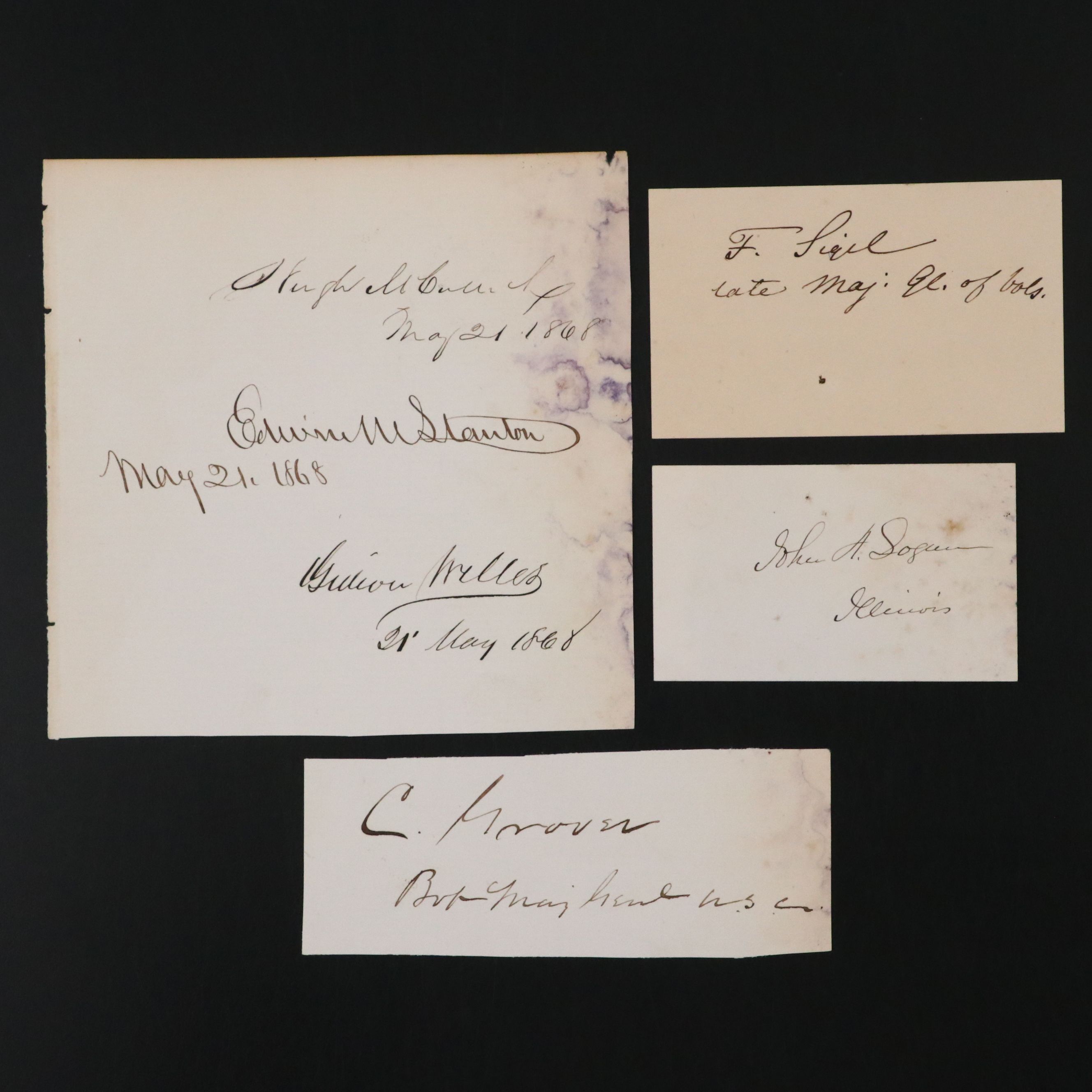 Antique Grover Cleveland, William Henry Fitzhugh Lee and More Signed Cut Cards