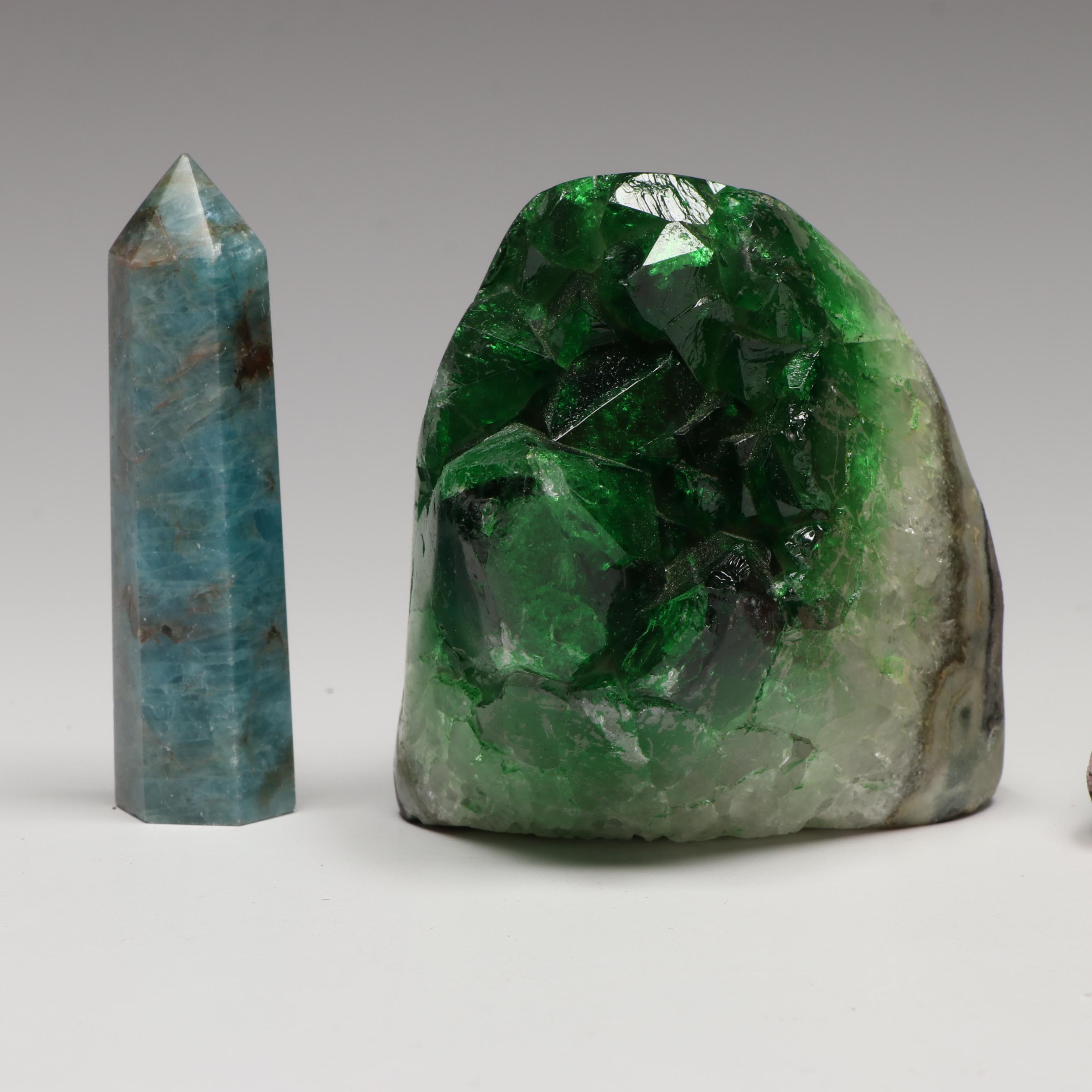 Rhodochrosite, Smoky Quartz and Citrine Geodes with Other Gemstones