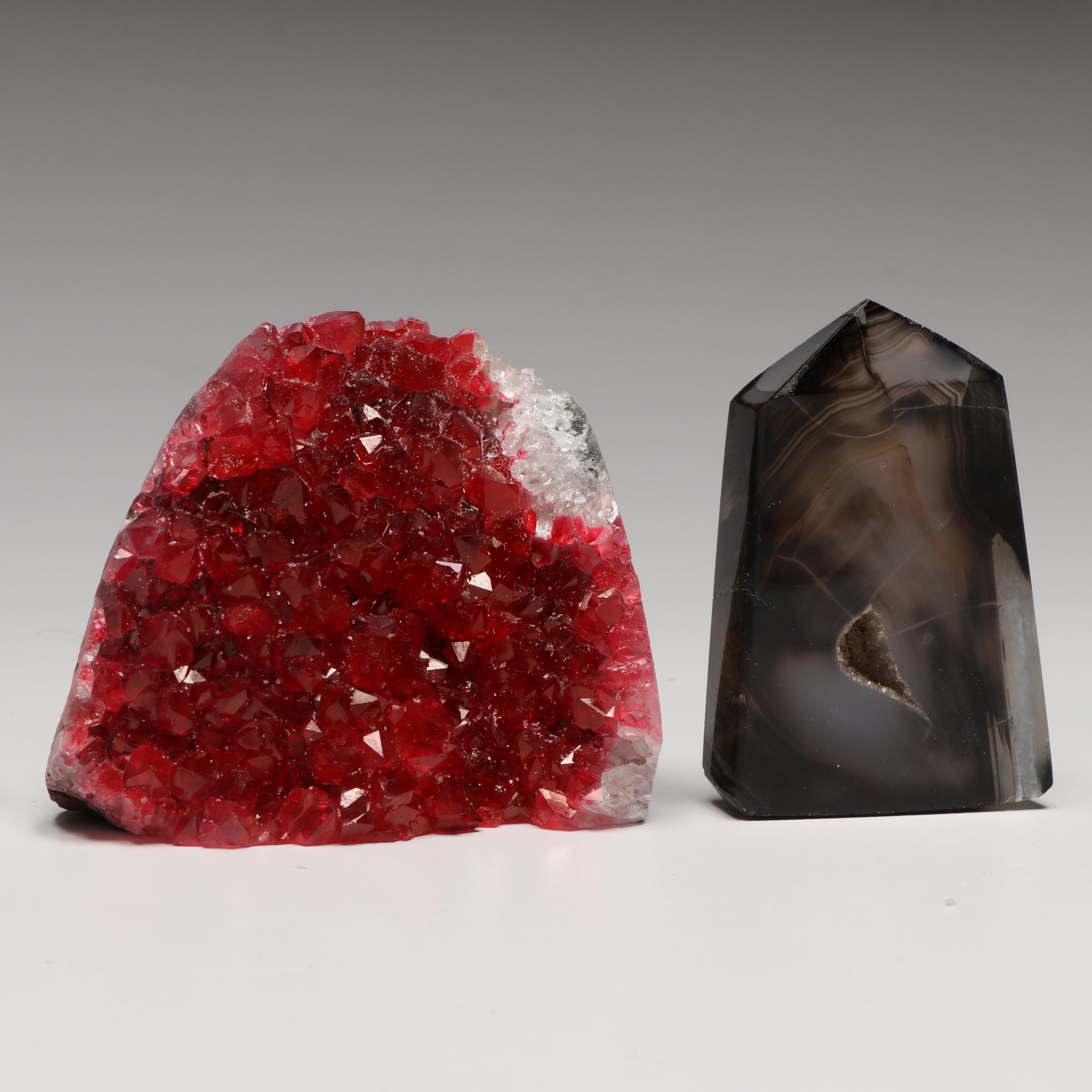Rhodochrosite, Smoky Quartz and Citrine Geodes with Other Gemstones