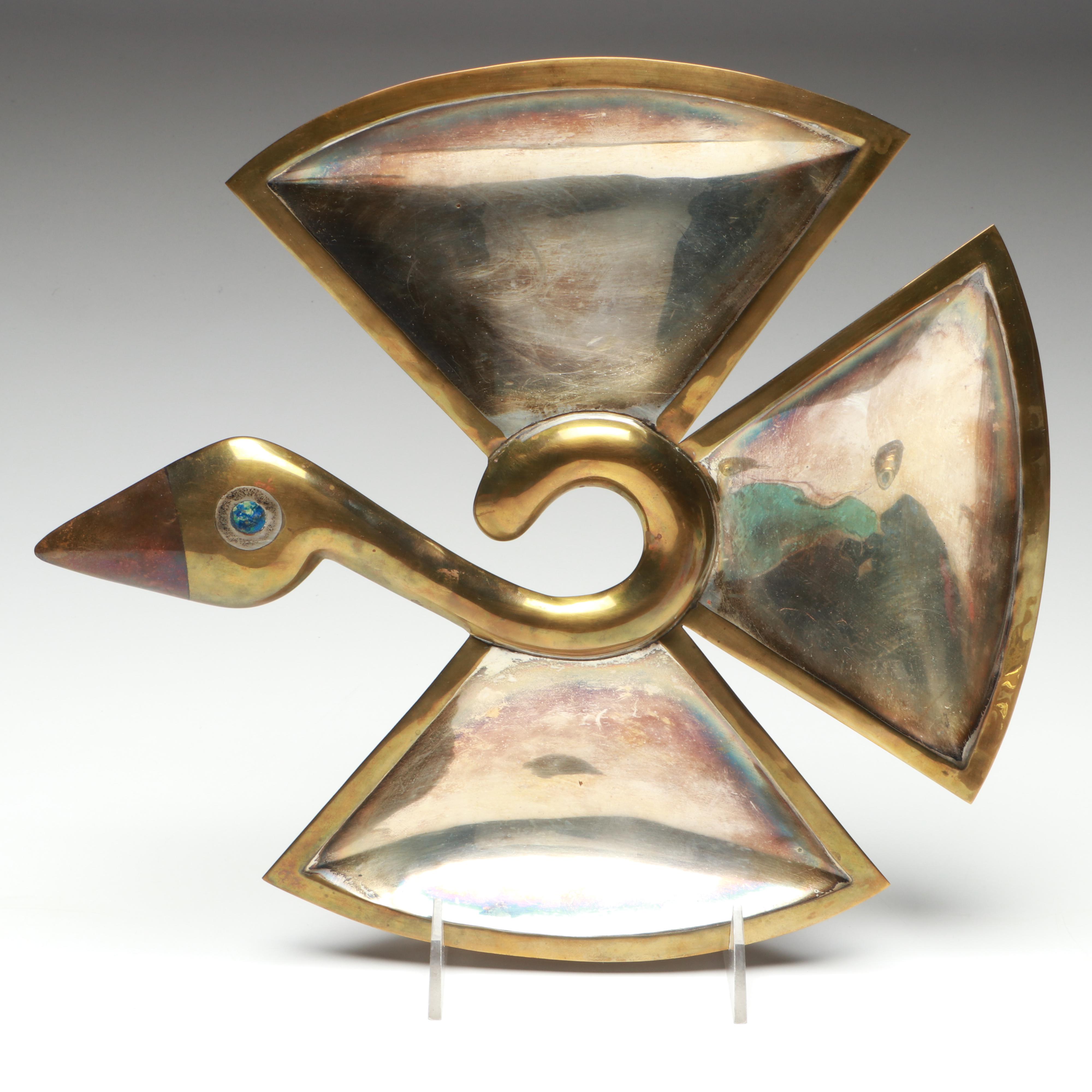 Los Castillos Brass Bird Tray with Glass Old Fashioned Glasses and Other Décor