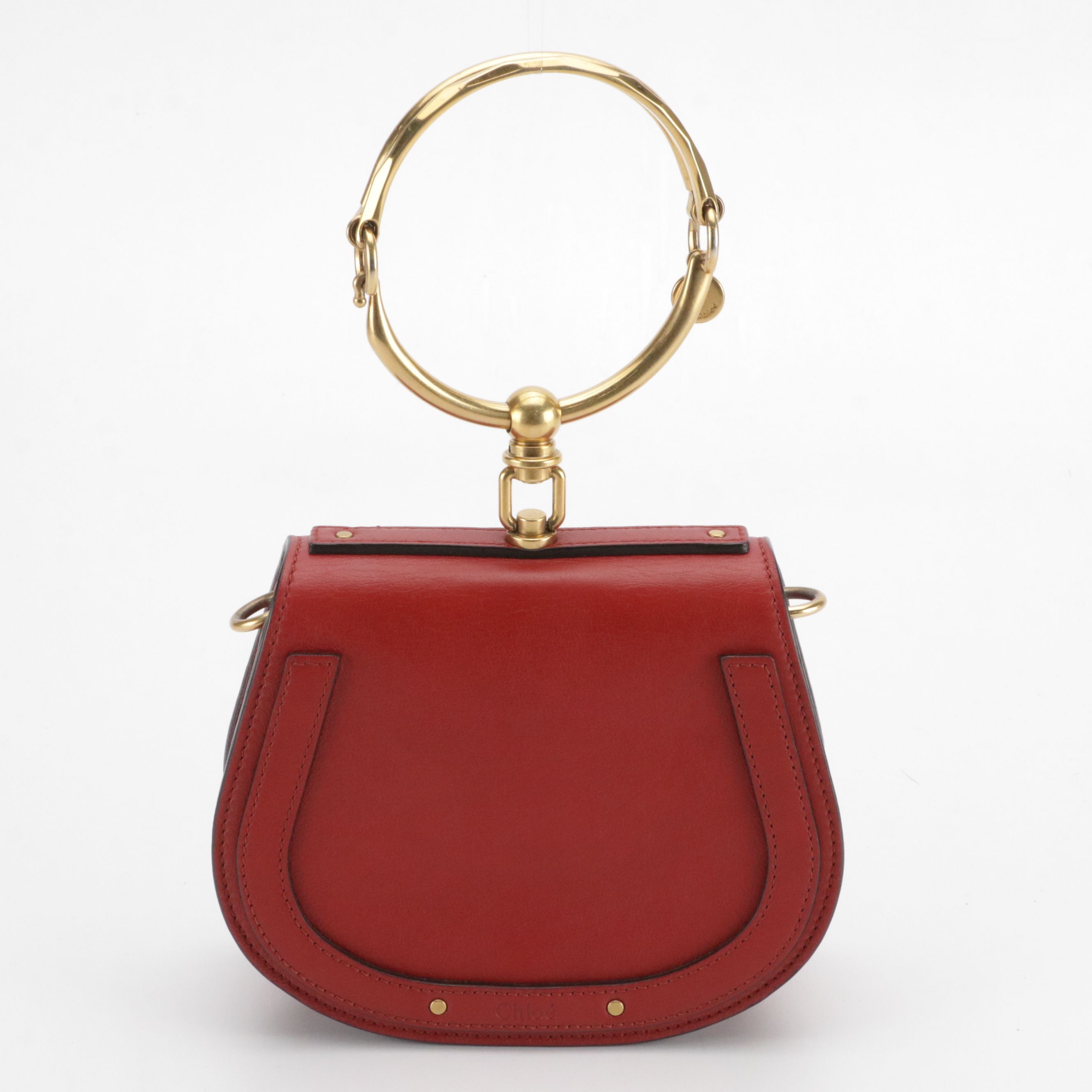 Chloé Nile Bracelet Two-Way Bag in Red Leather and Suede