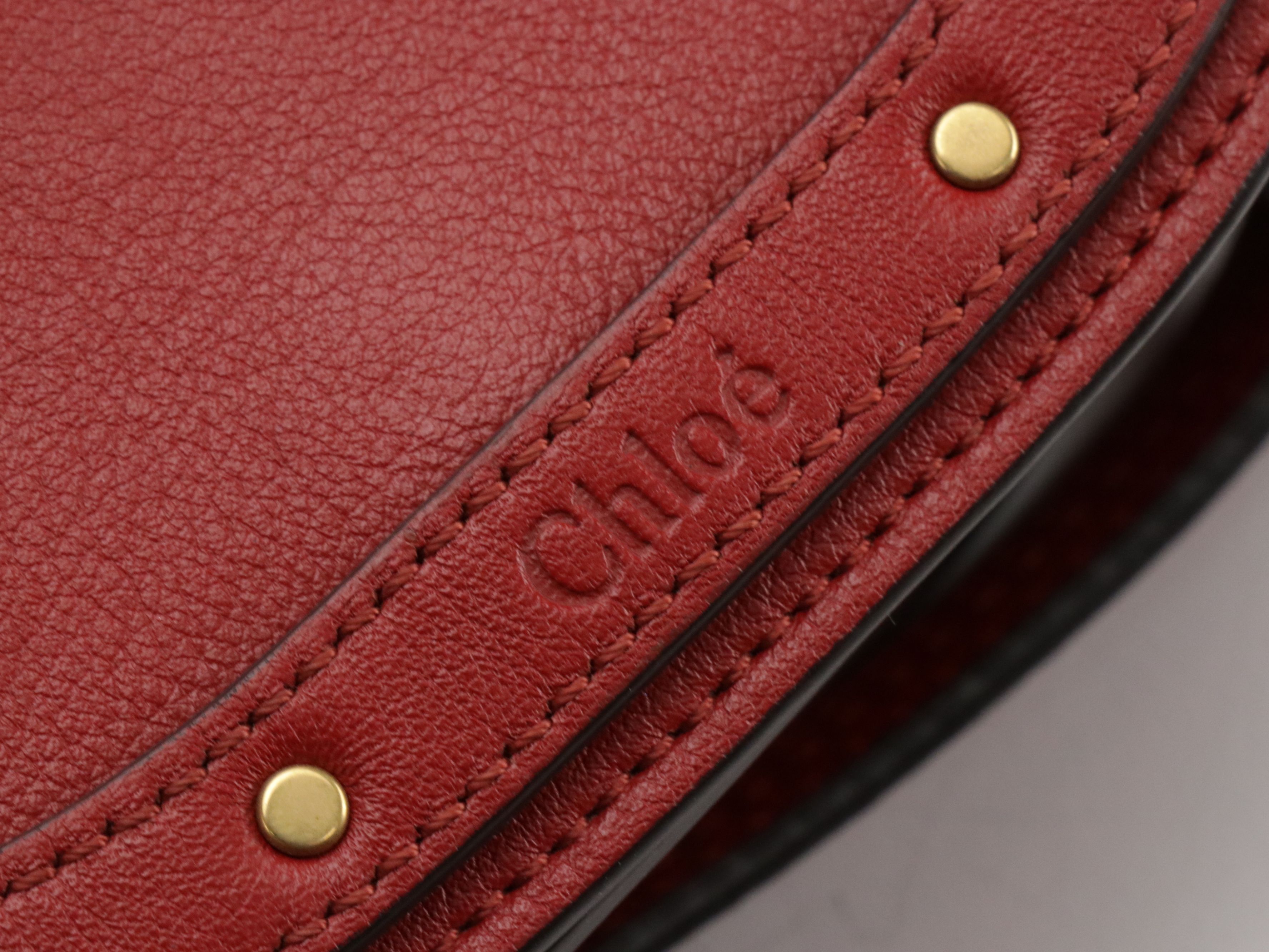 Chloé Nile Bracelet Two-Way Bag in Red Leather and Suede