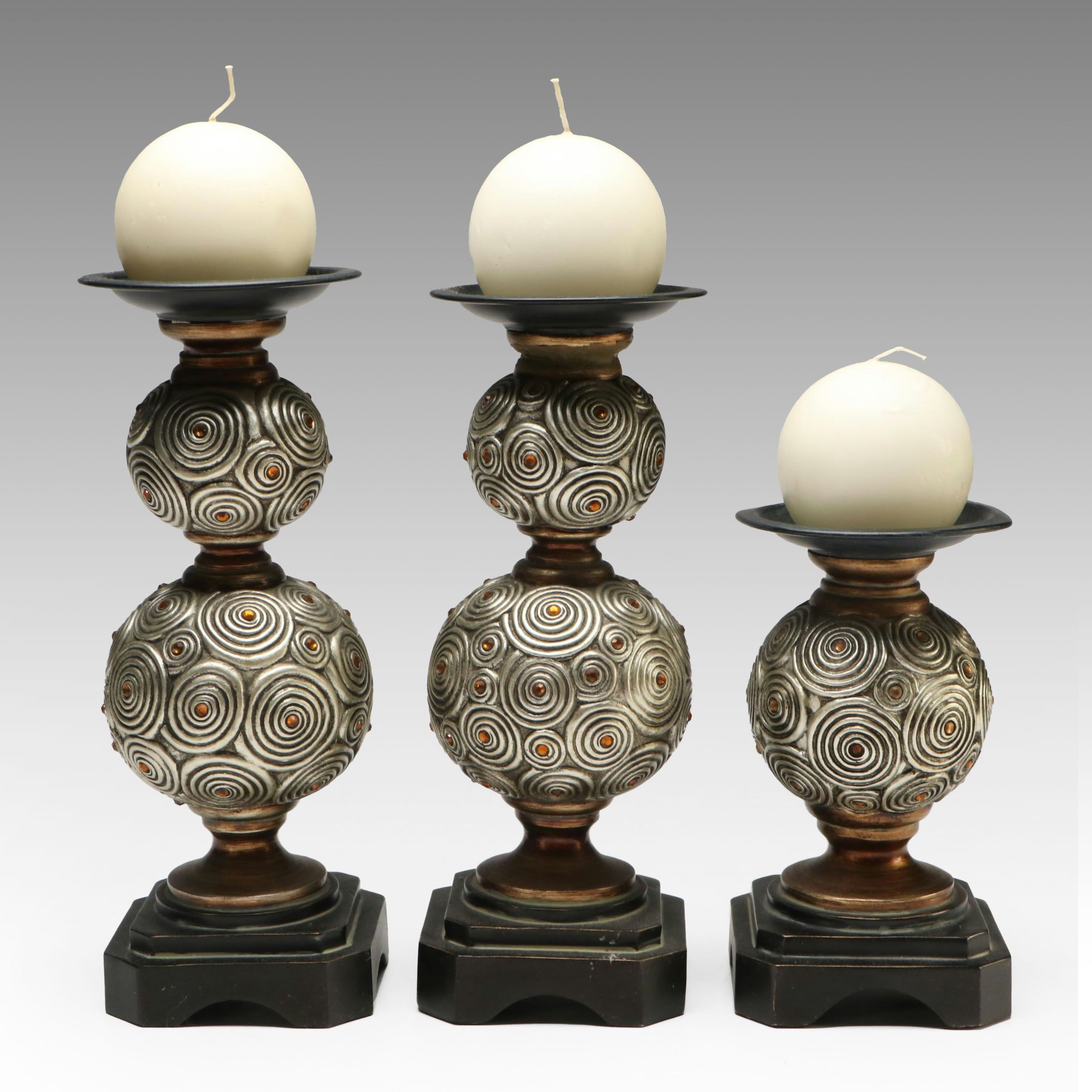 Jeweled and Antiqued Candle Holders